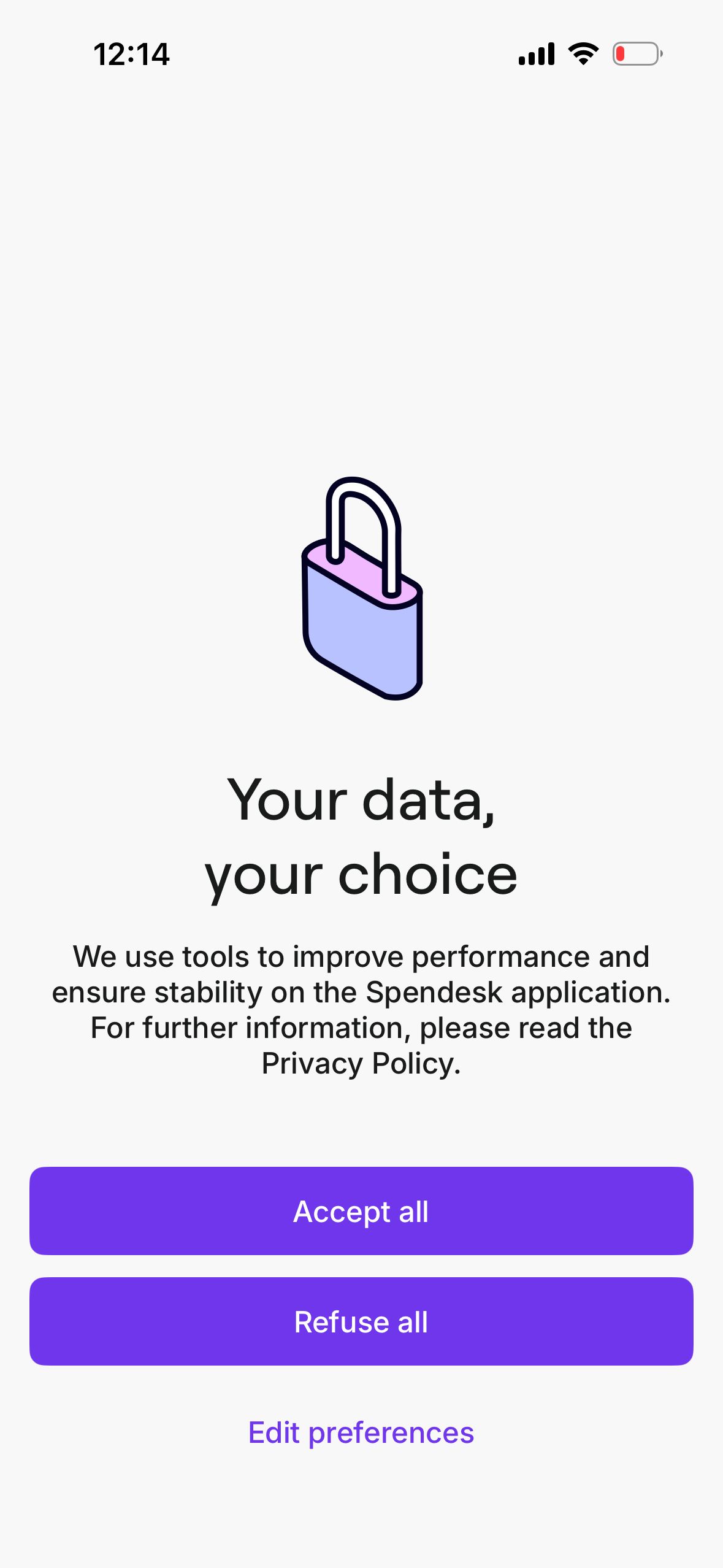 Privacy Consent Screen (Spendesk)