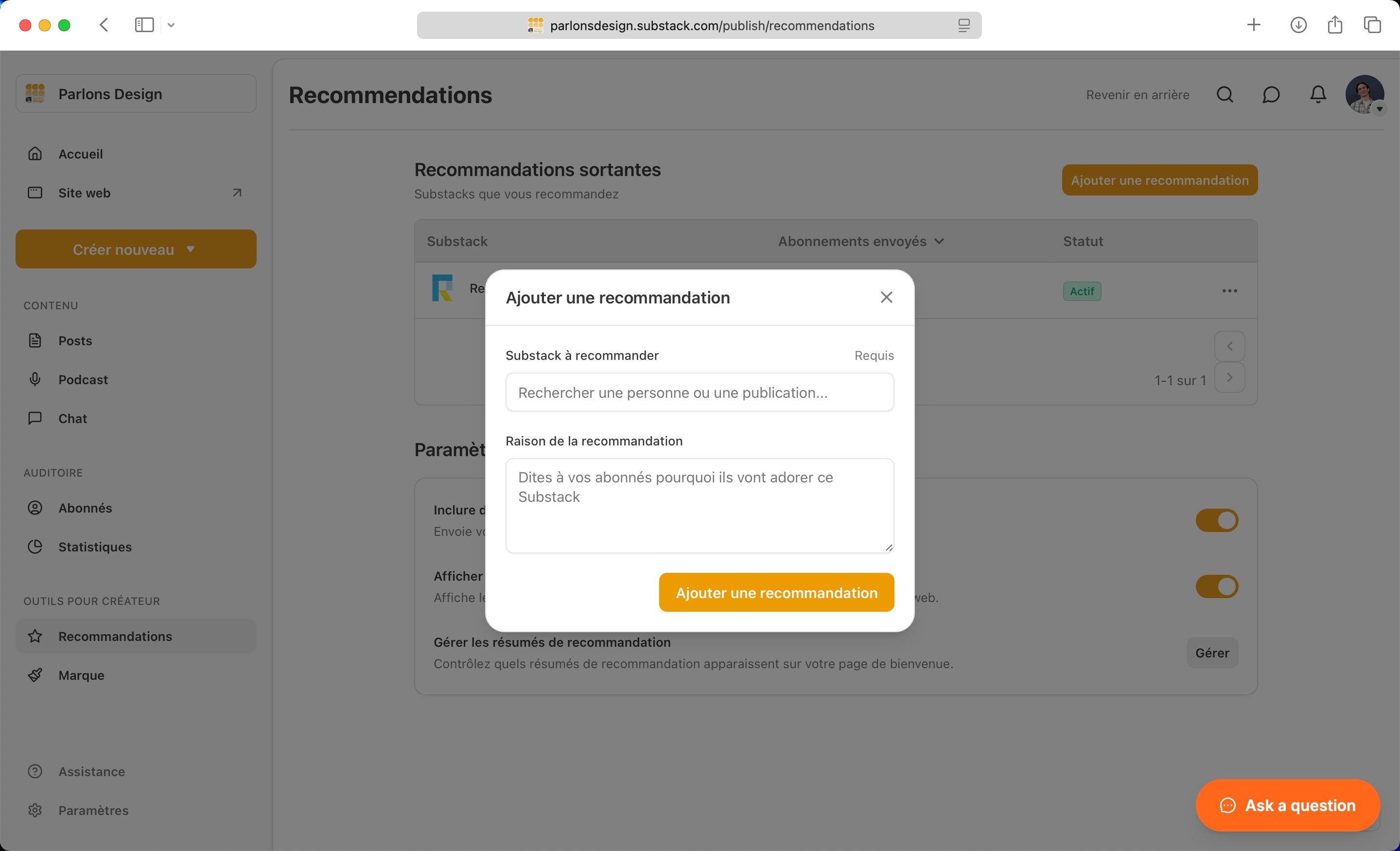 Modal (Substack)