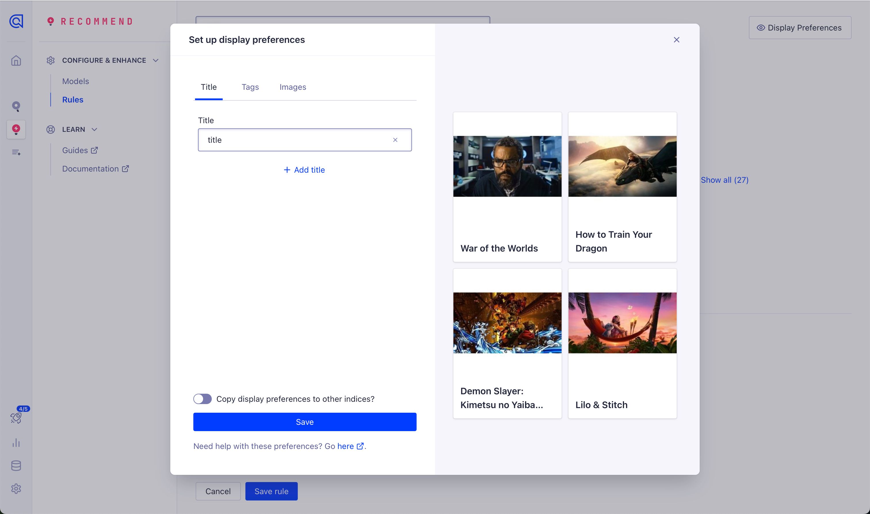 modal (Algolia)