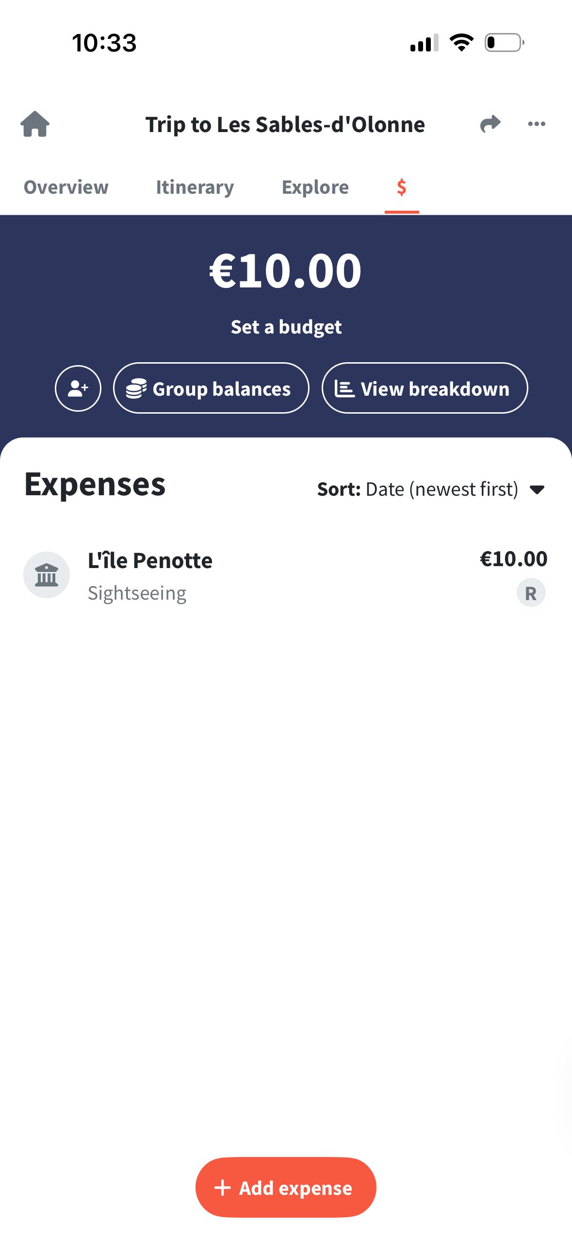 Expense Tracker (Wanderlog)