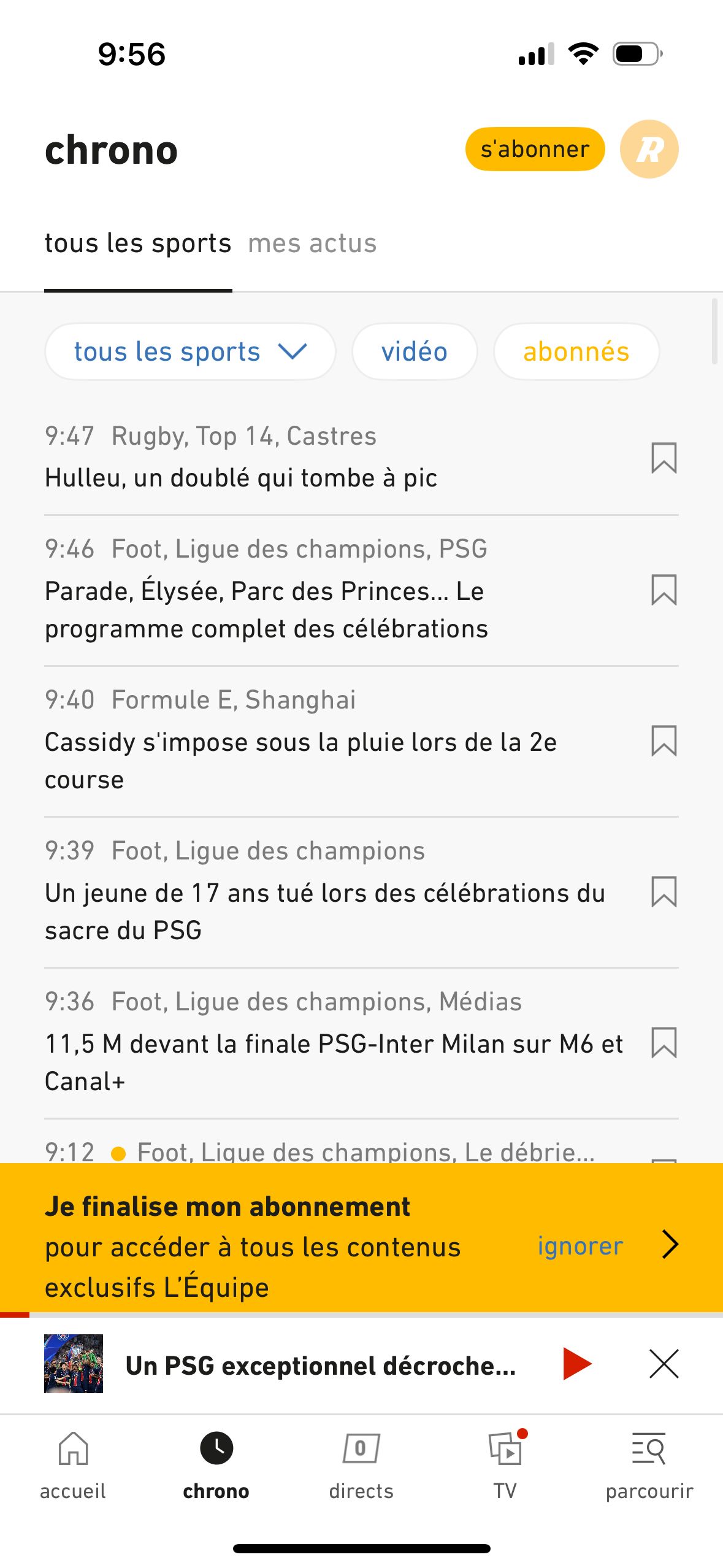 newsfeed (L'Équipe)