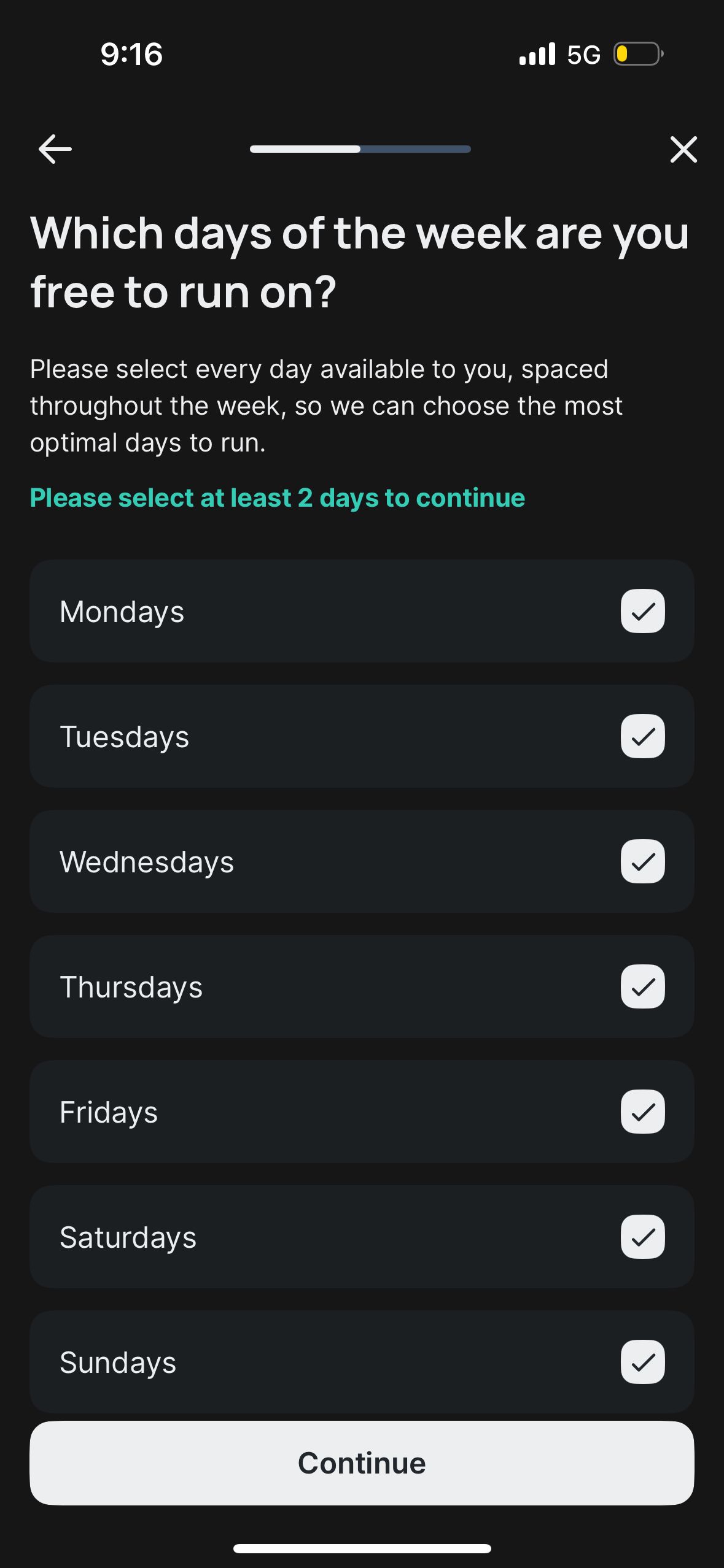 Checklist (Runna)