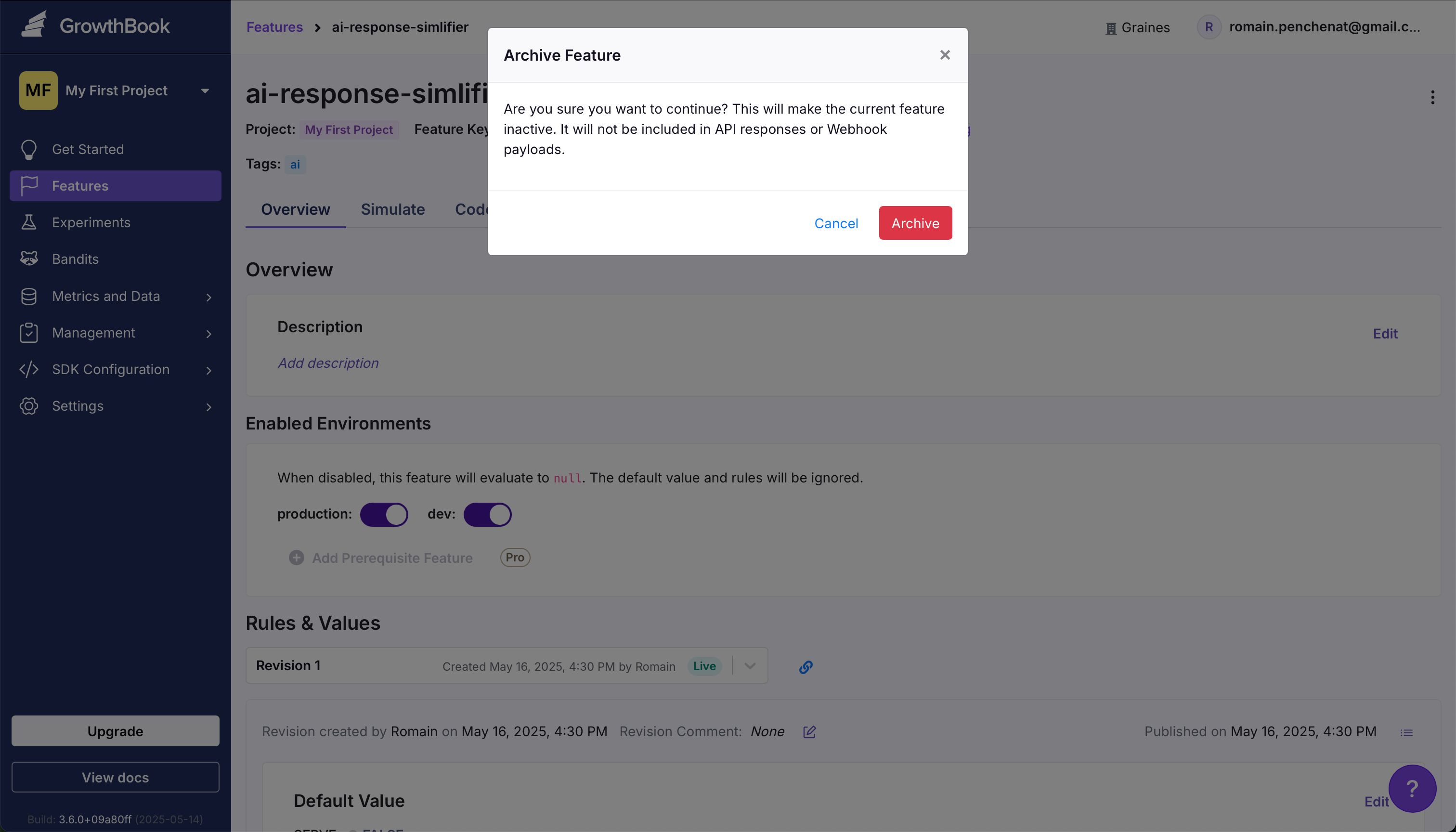 confirmation dialog