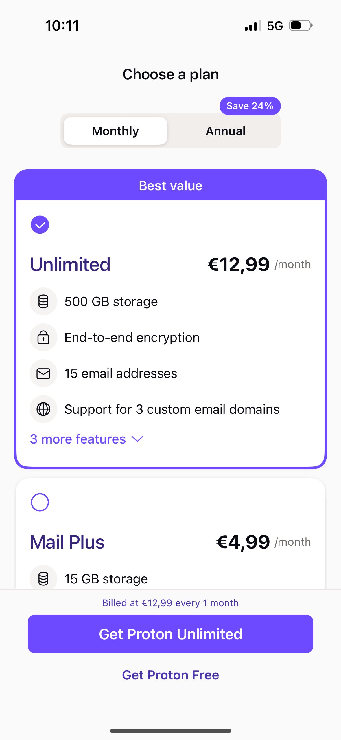 Pricing (Proton Mail)