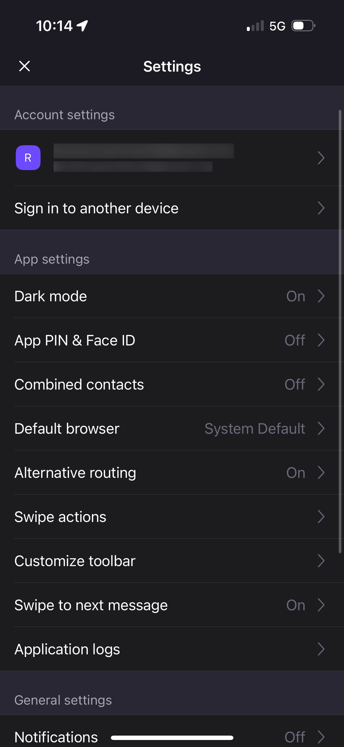 settings (Proton Mail)