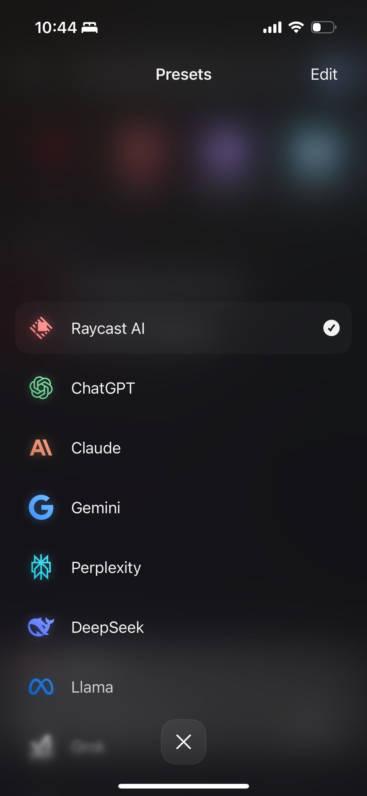 list (Raycast)