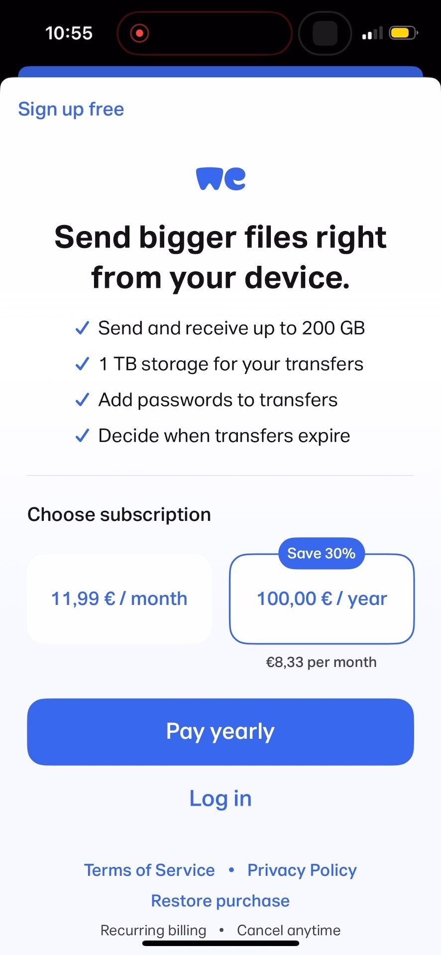 paywall (WeTransfer)