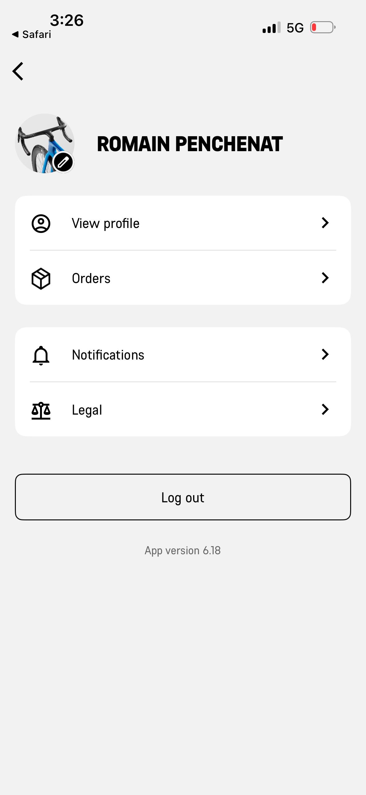 account settings (Canyon)