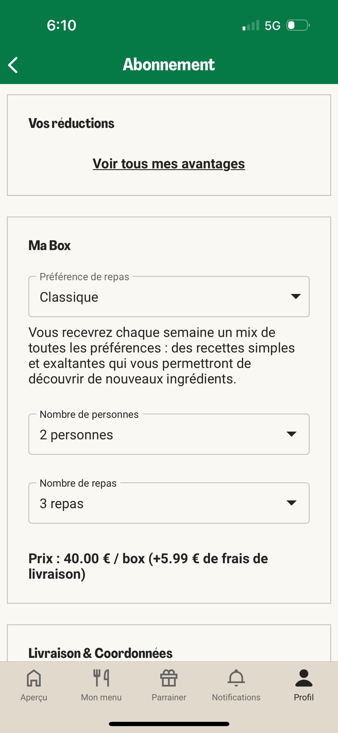 Subscription Management (HelloFresh)