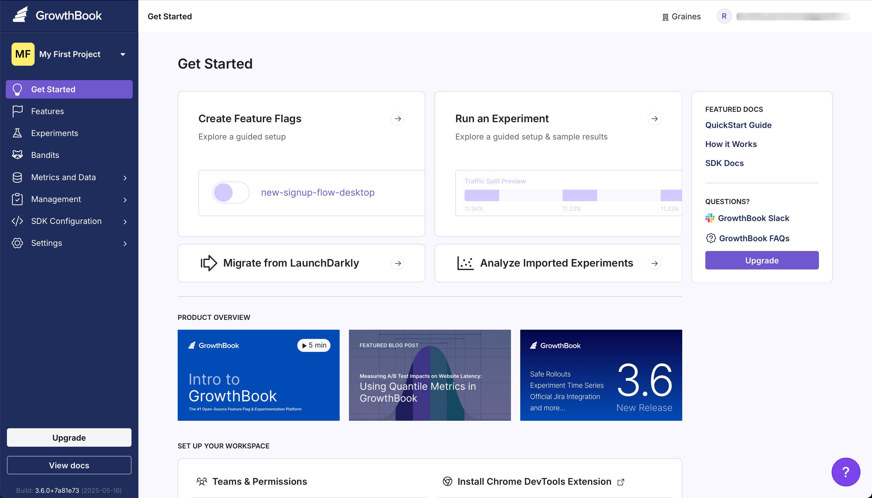 dashboard (Growthbook)