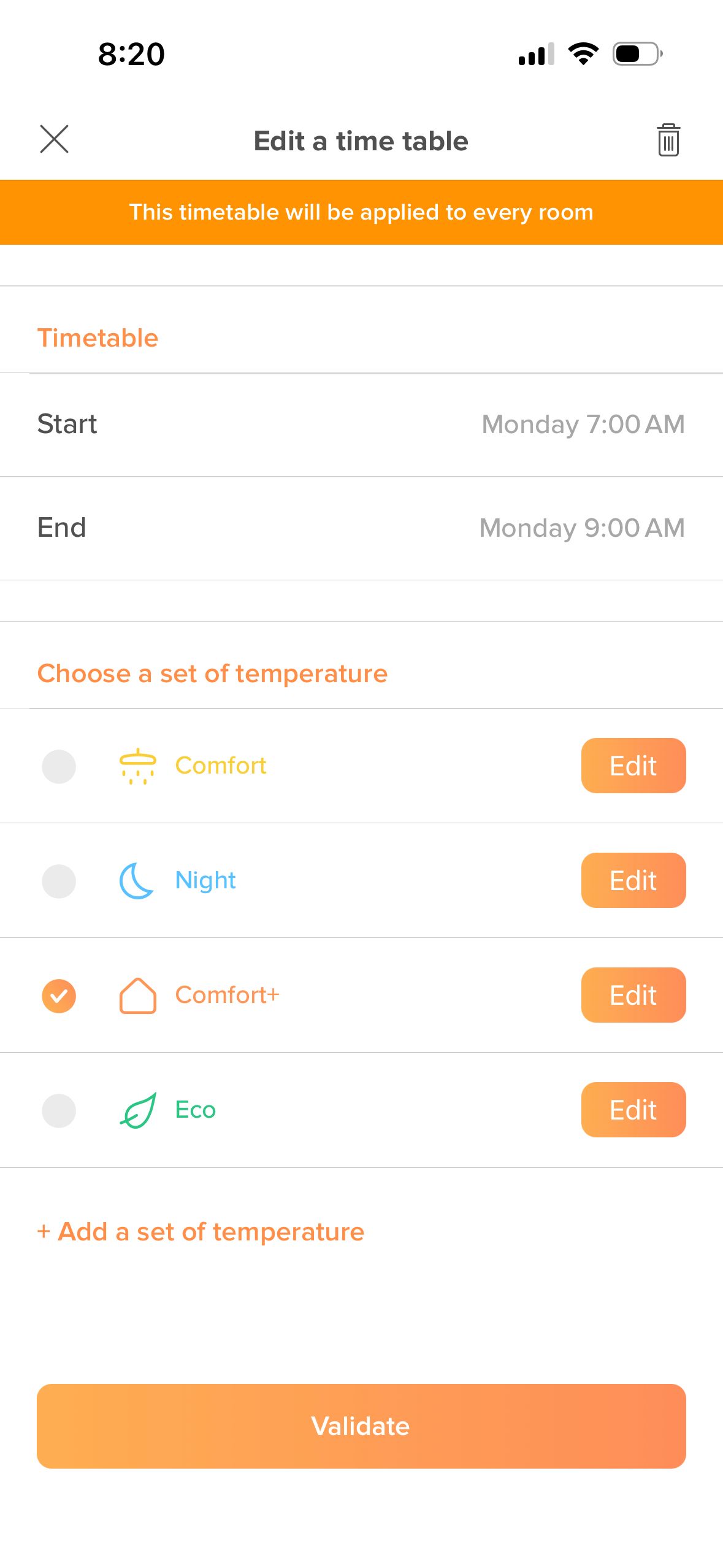 settings (Intuis Connect Netatmo)