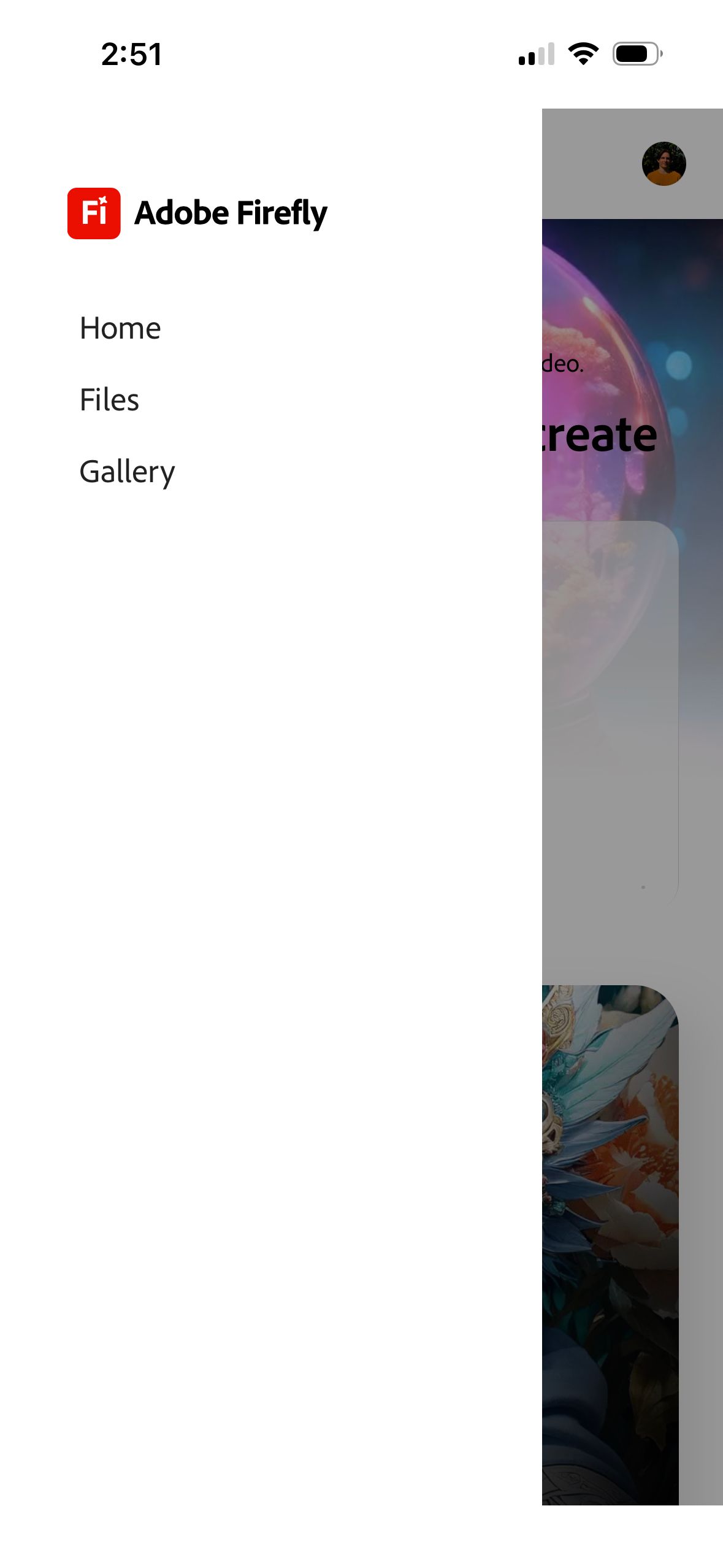 Navigation Menu (Adobe Firefly)