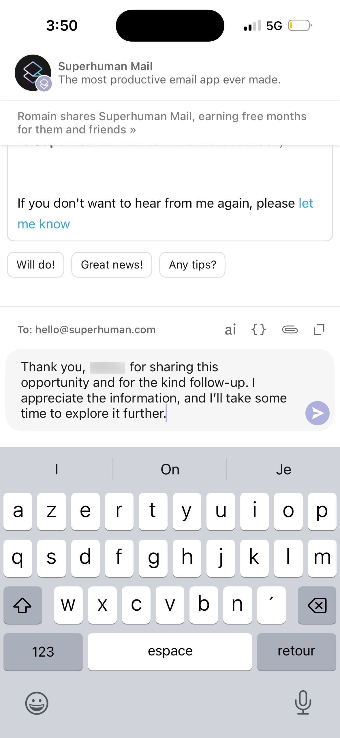 Email composing (Superhuman)