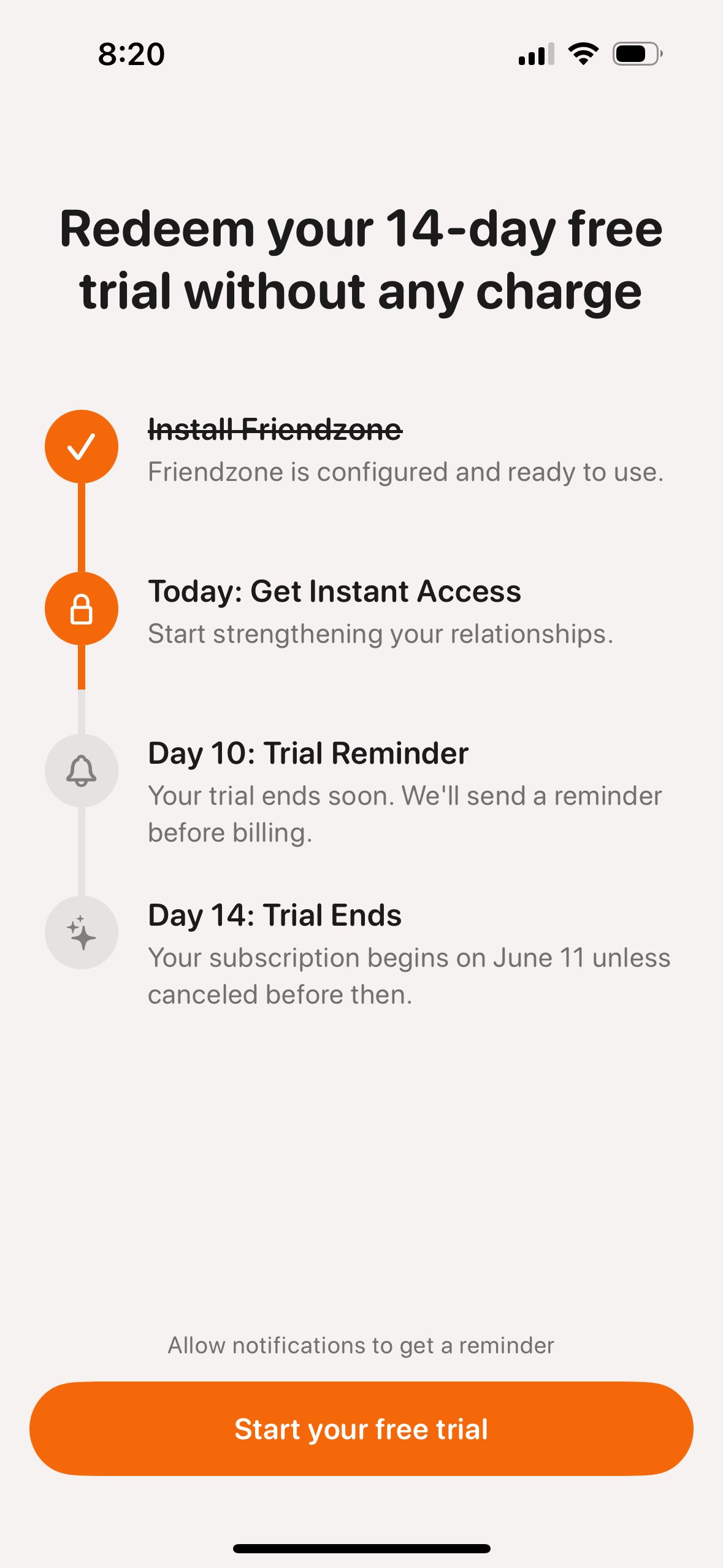 Onboarding (Friendzone)