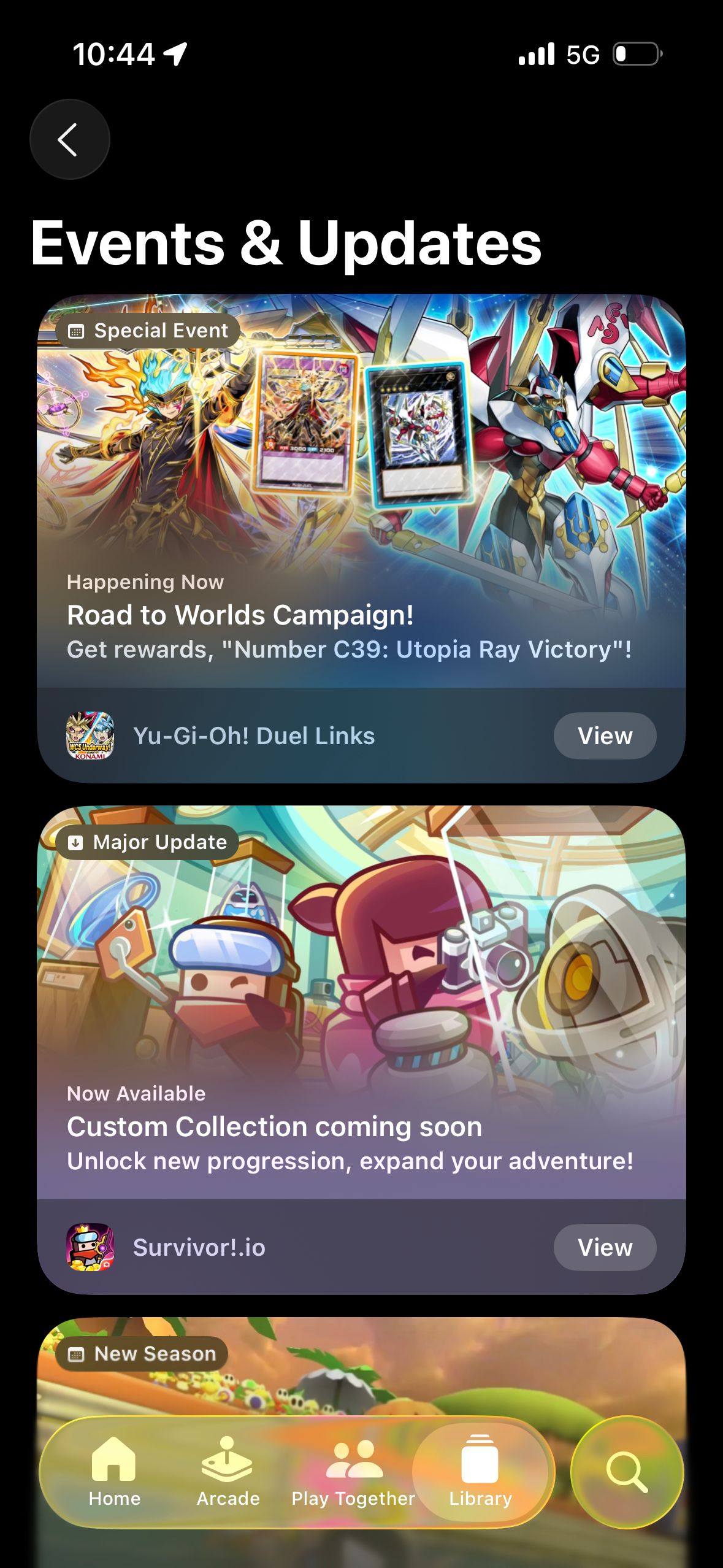 event feed (Apple Games iOS26)
