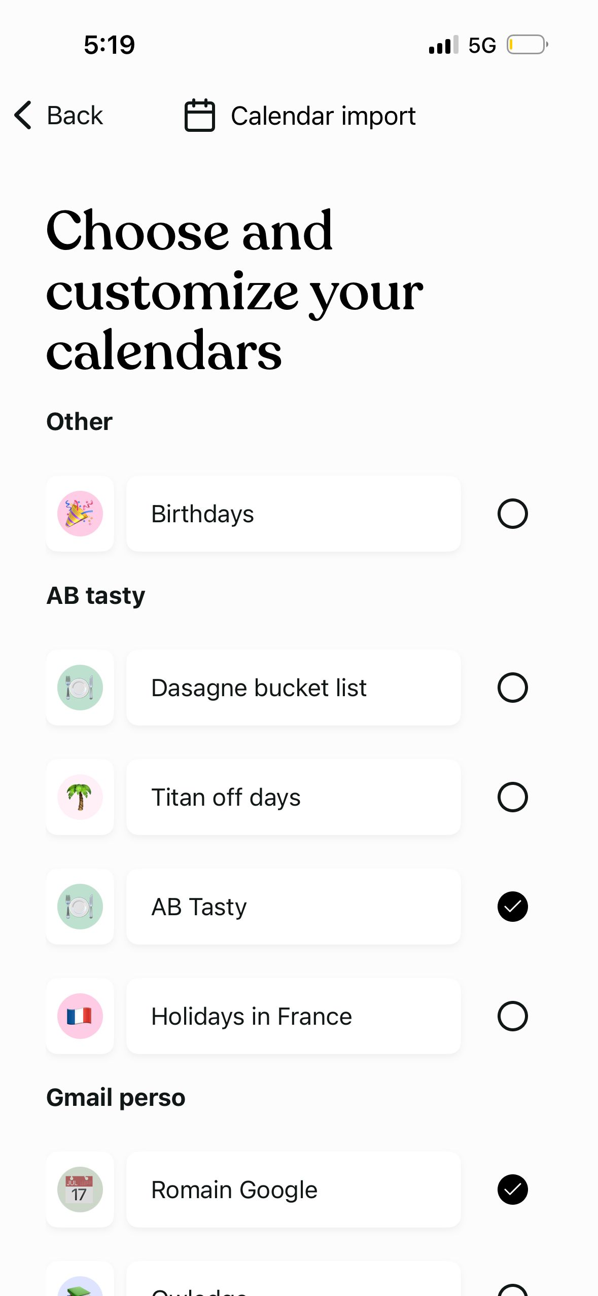 Settings / Preferences (Tiimo)