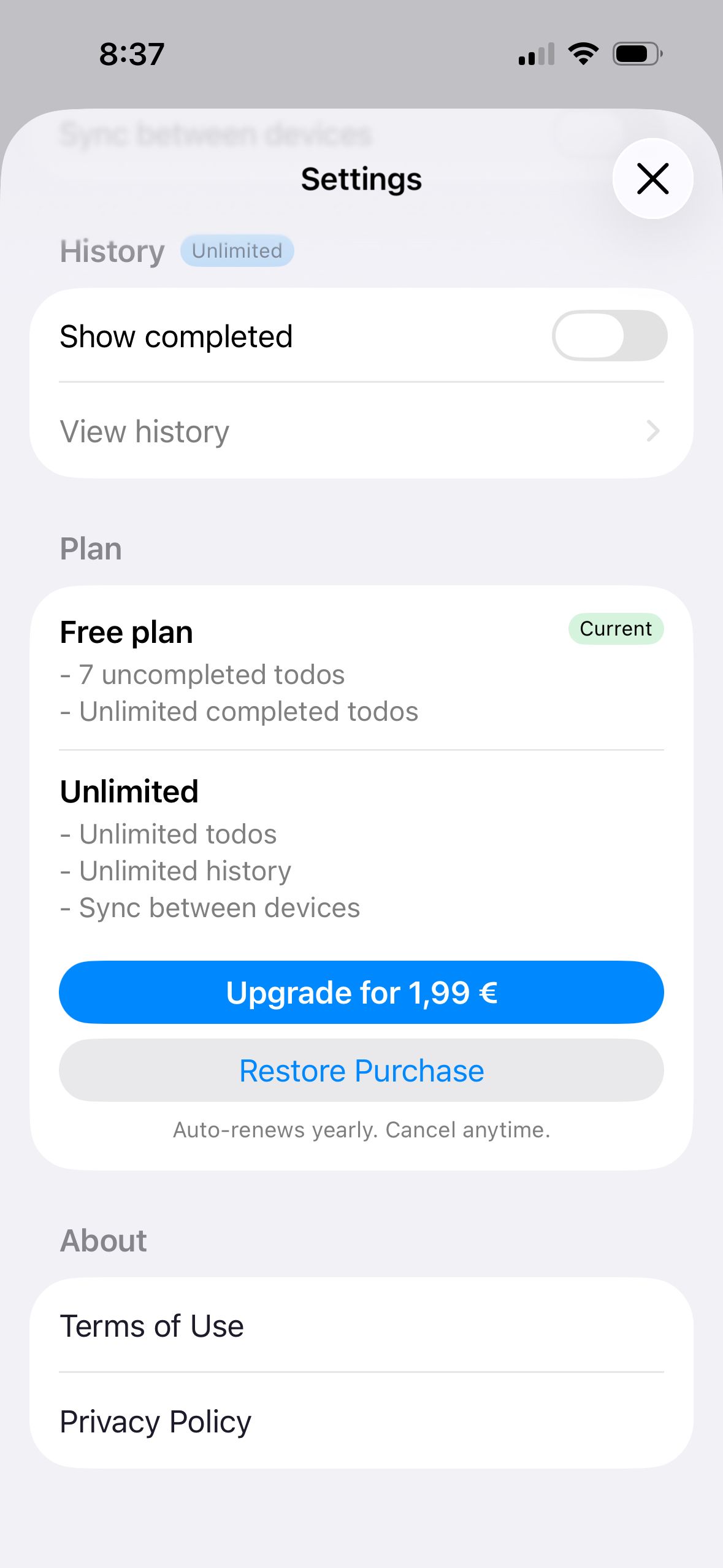 Settings (DayDrift)
