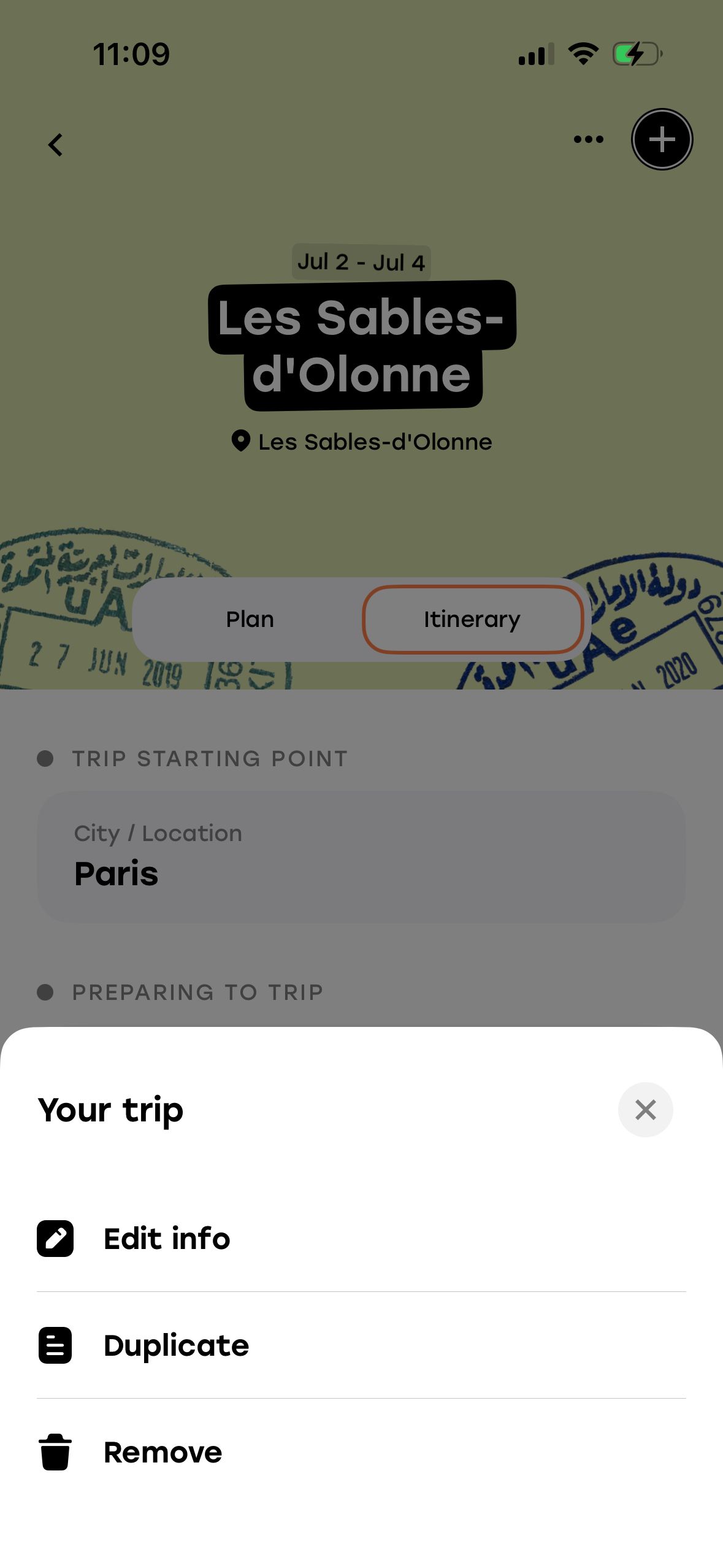 modal (Plan & Go)