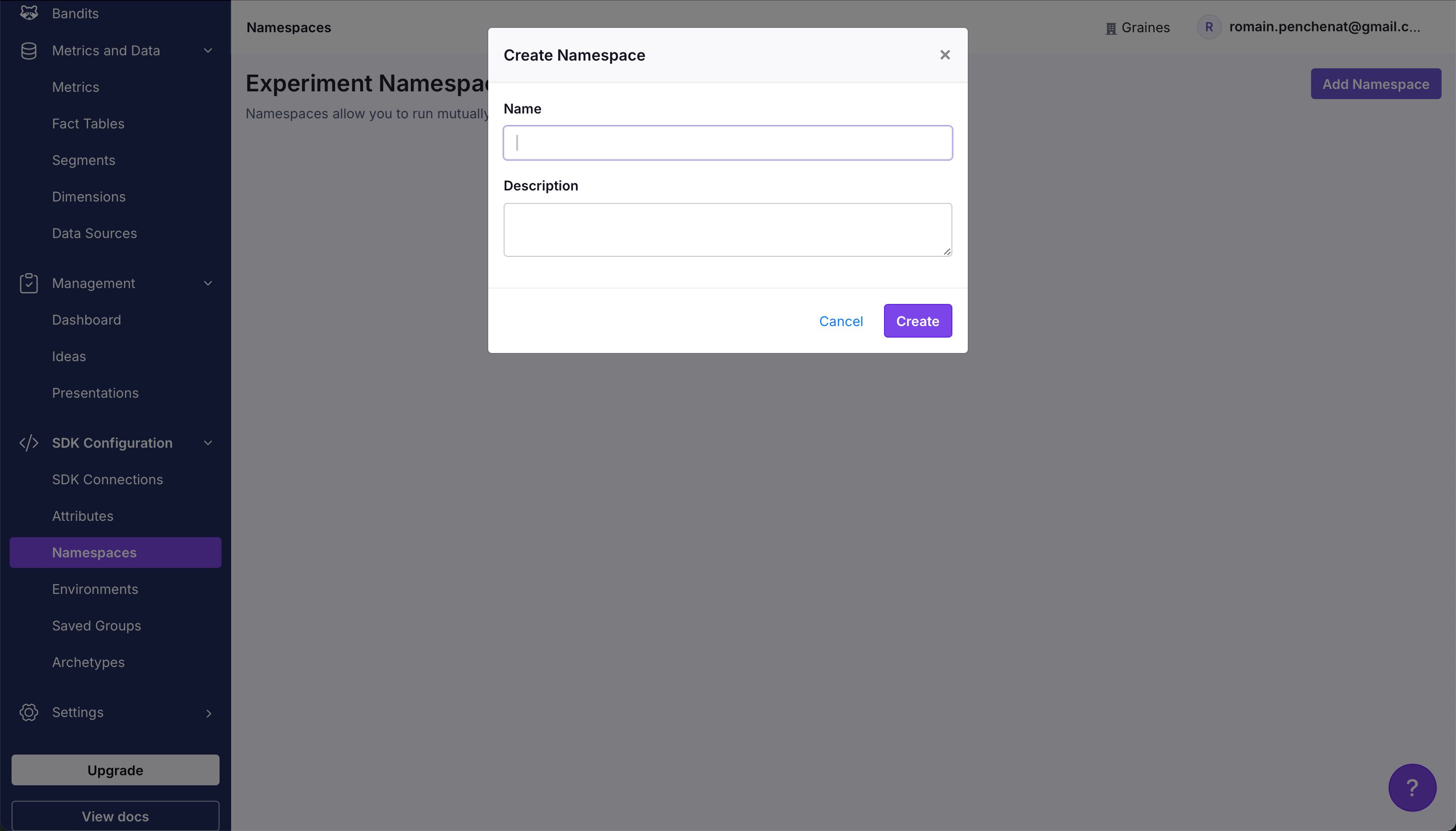 modal (Growthbook)