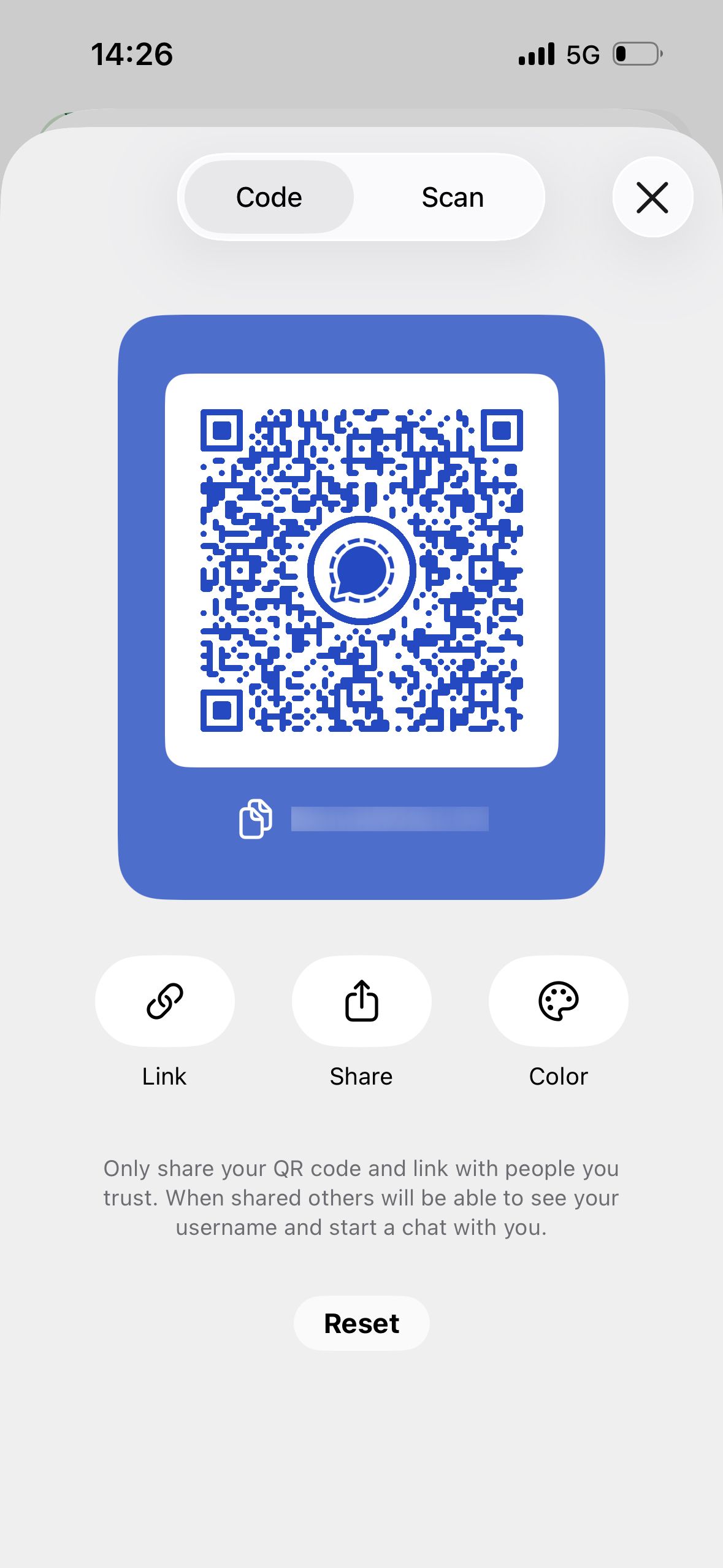 QR code display (Signal)