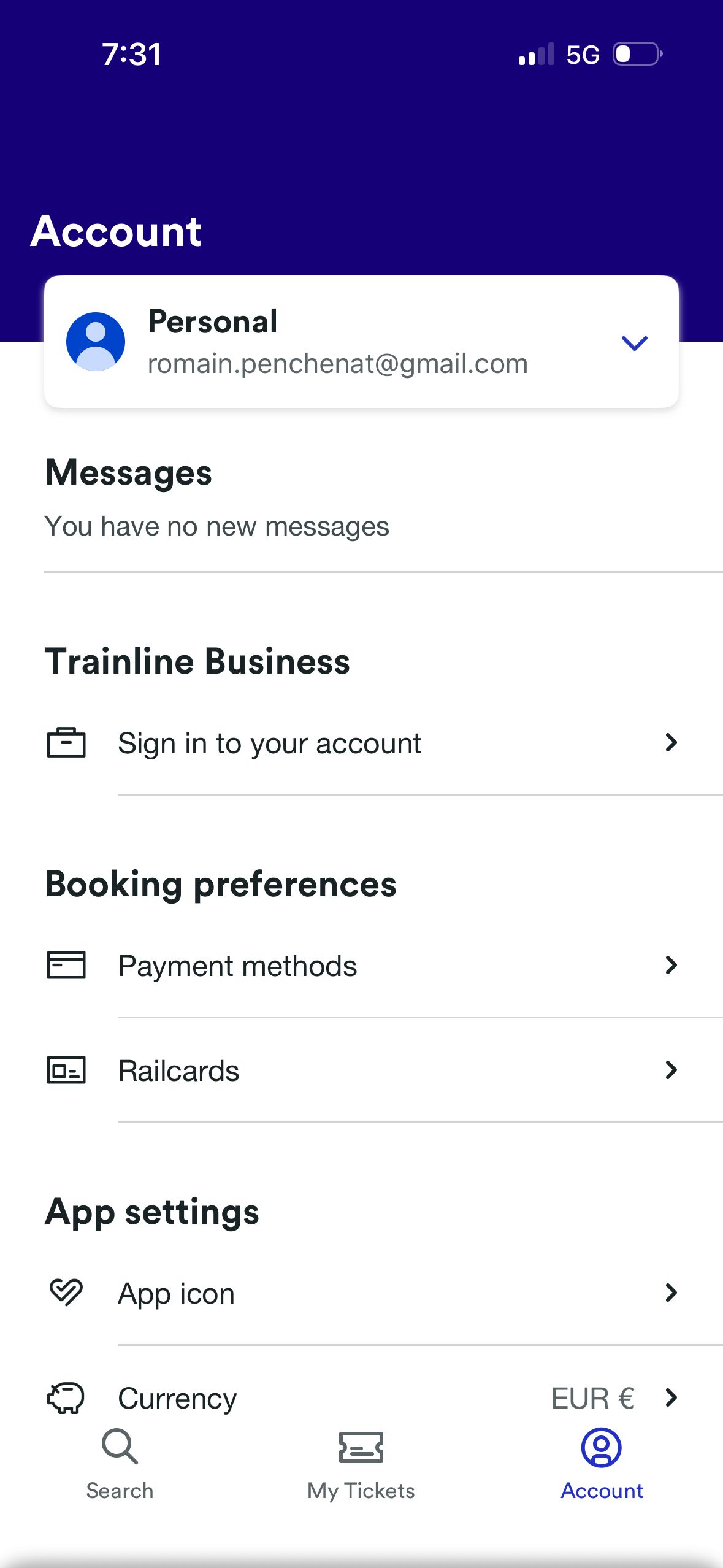 account (Trainline)