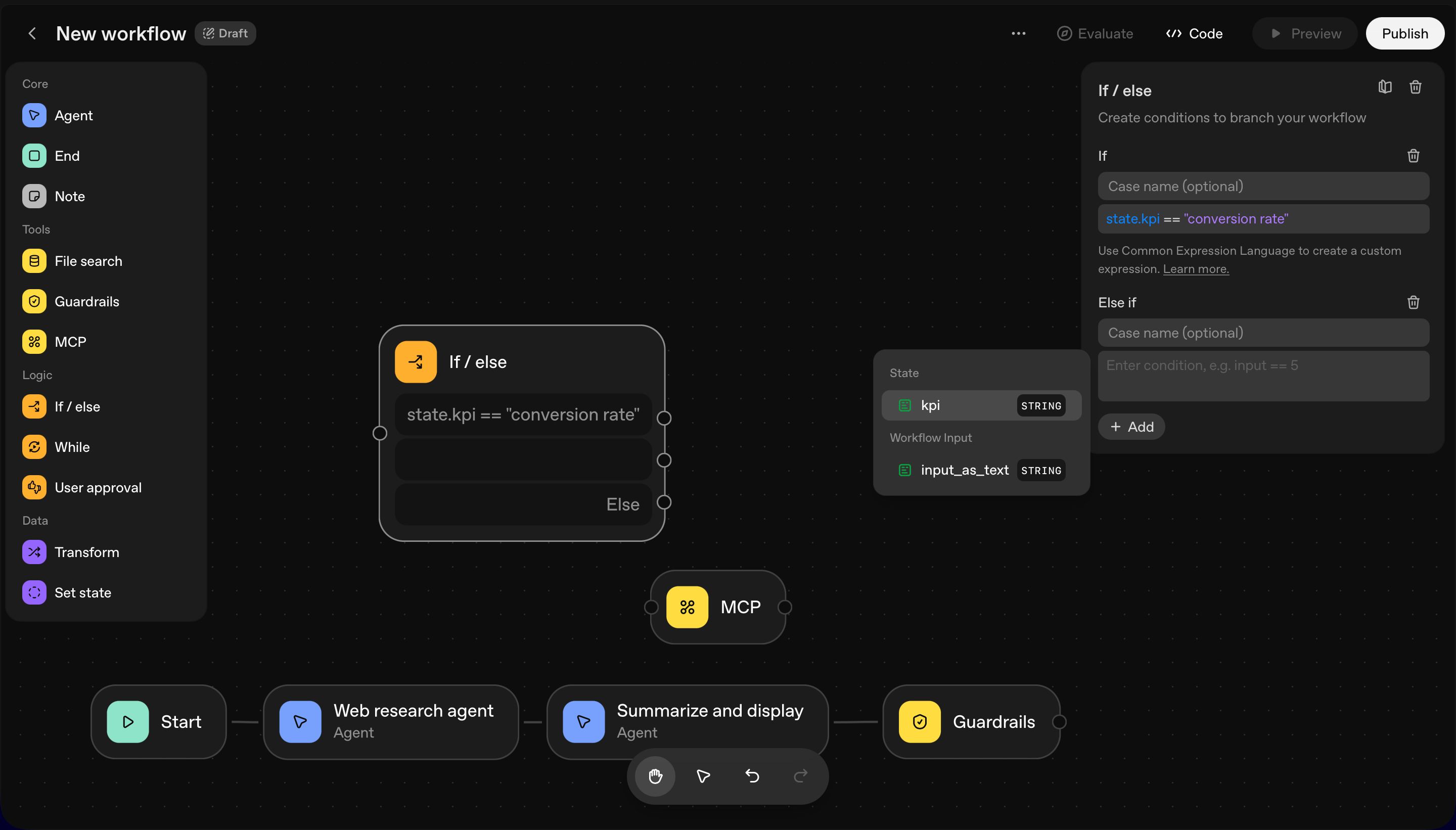 workflow editor (OpenAI Agent Builder)