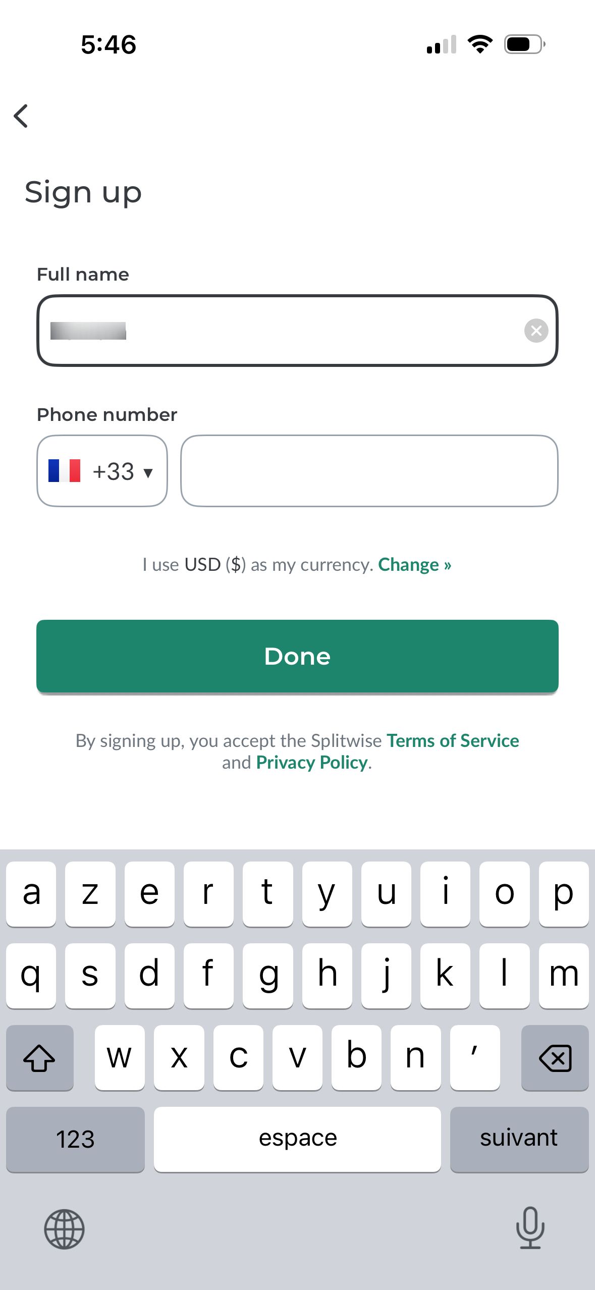 form (Splitwise)
