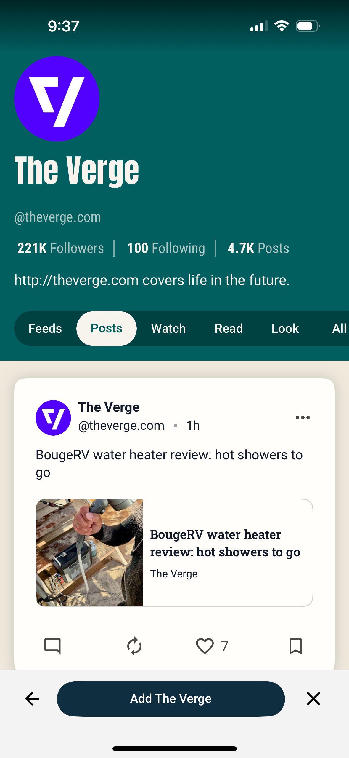 social media profile (Surf)