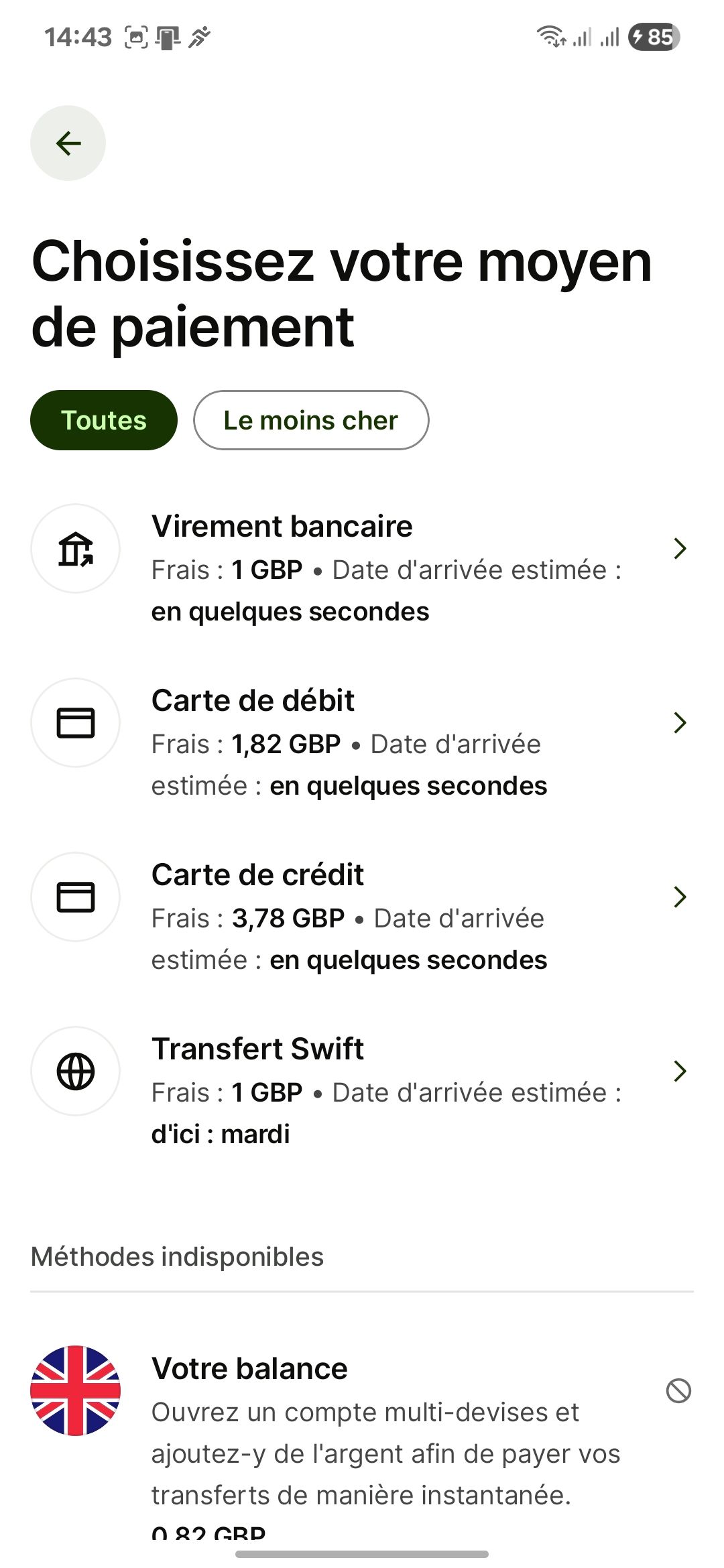 Payment Selection