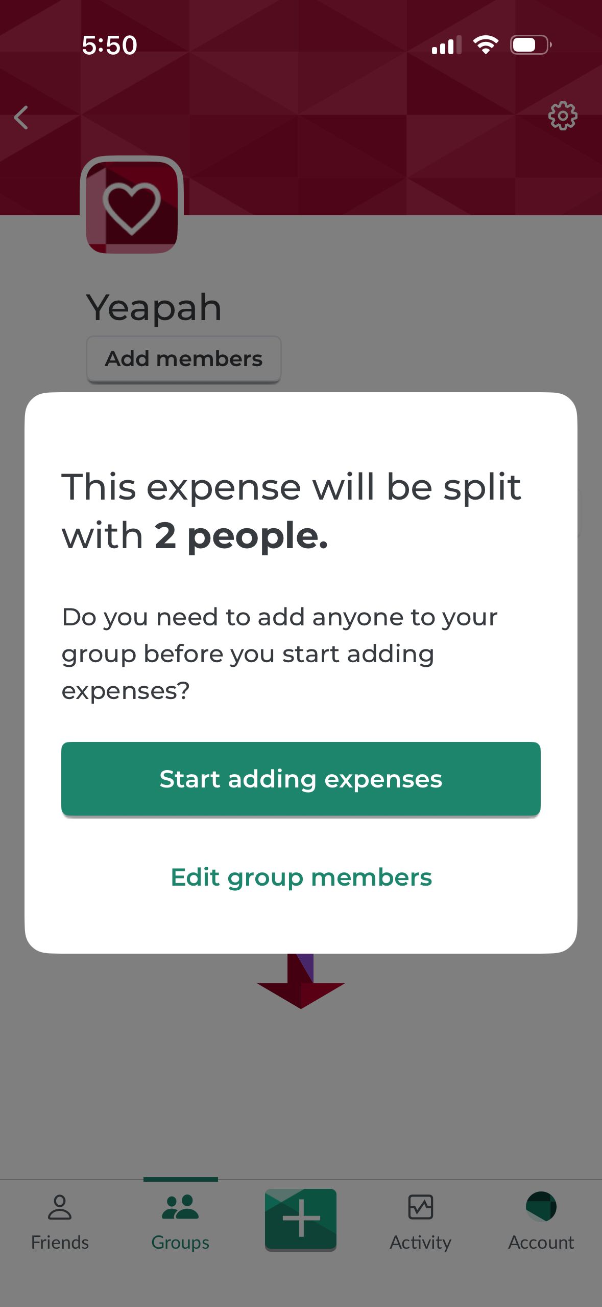 Modal (Splitwise)
