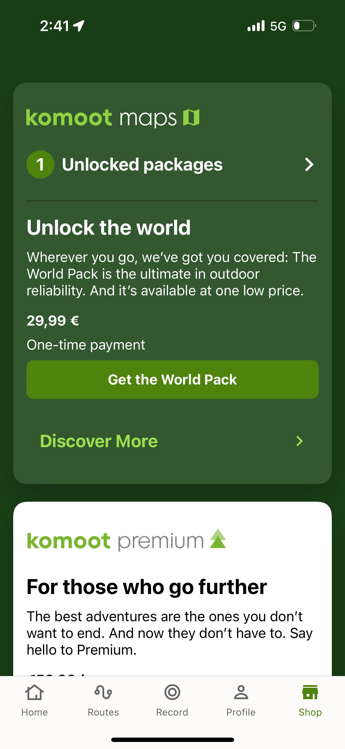 Shop / Subscription (Komoot)
