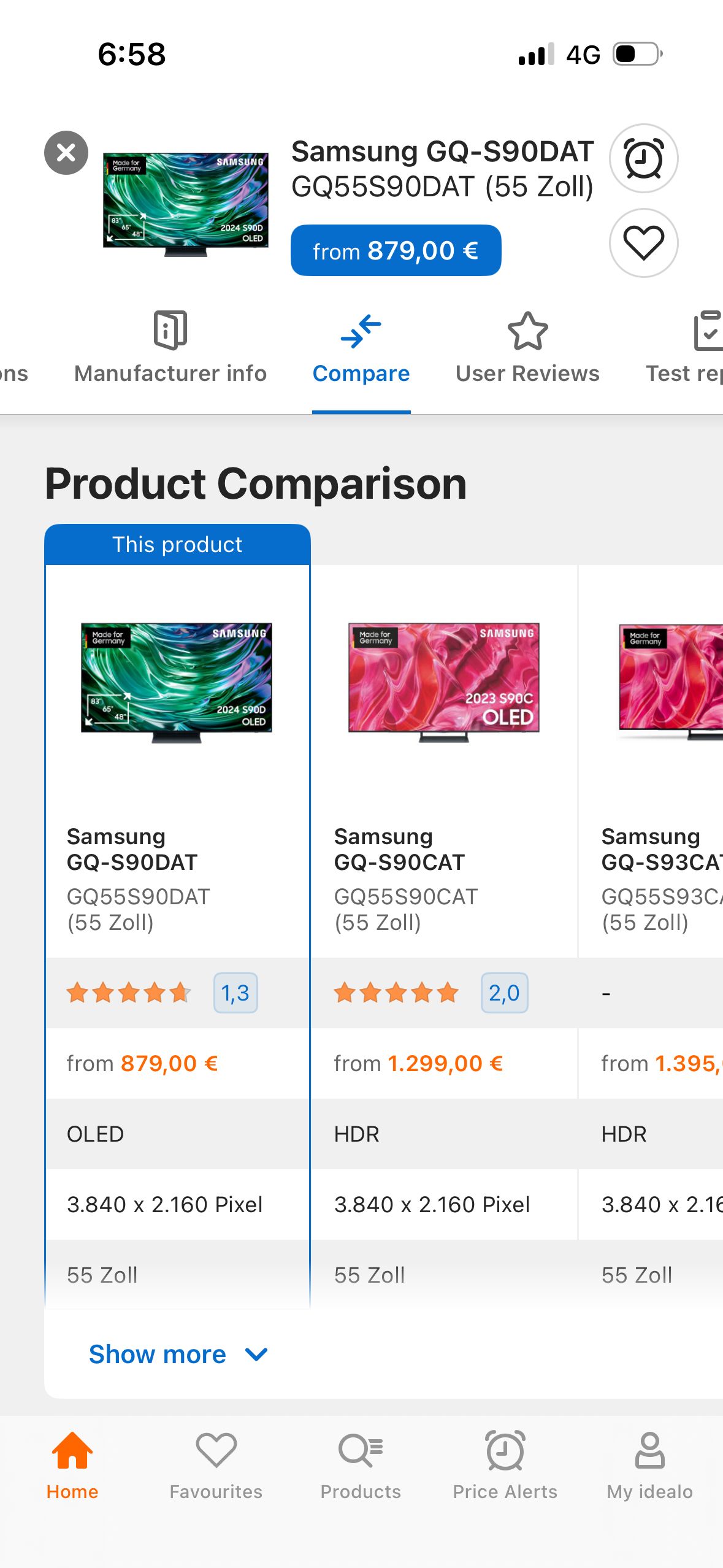 product comparison (Idealo)