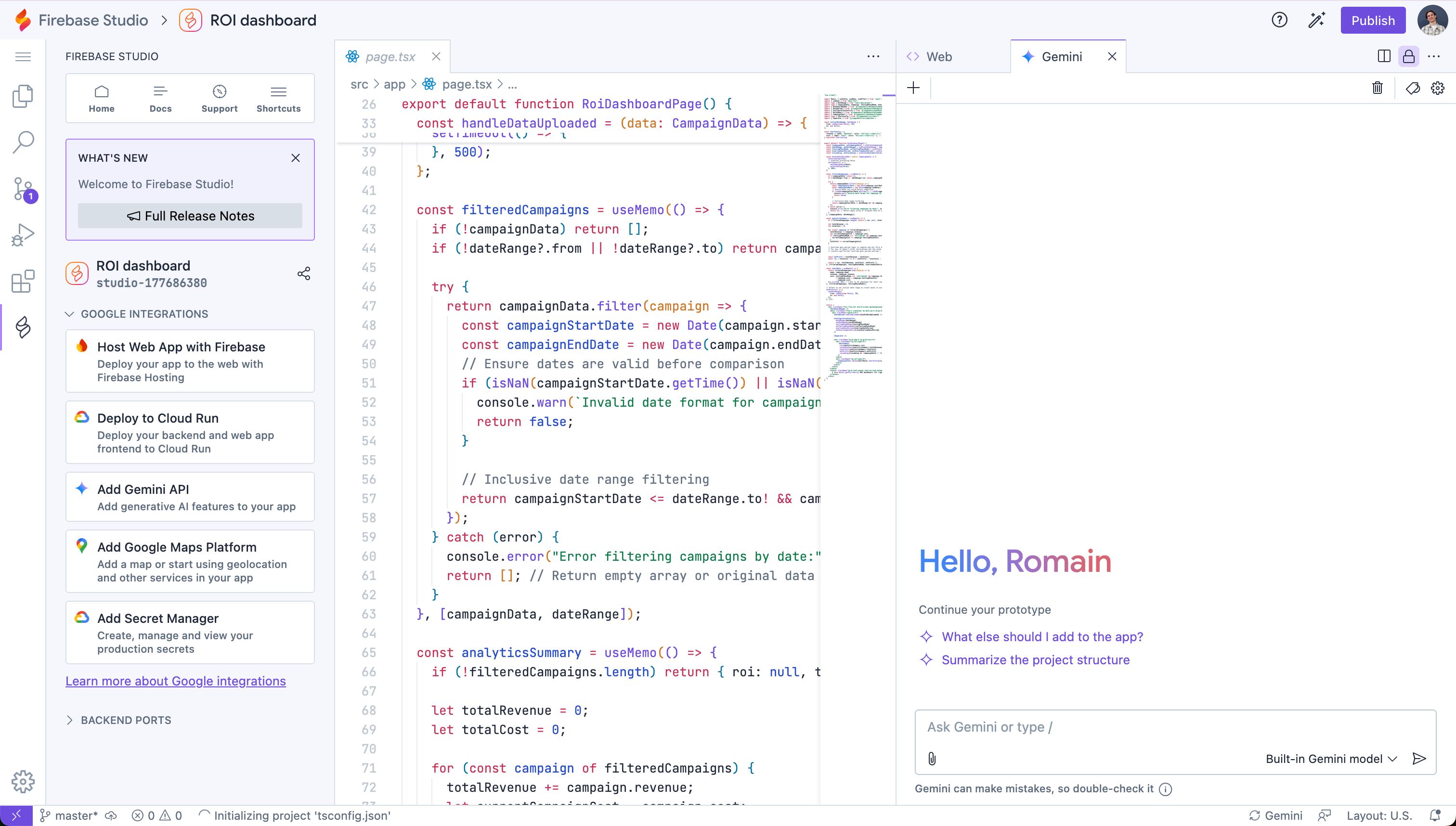 Dashboard (Firebase Studio)