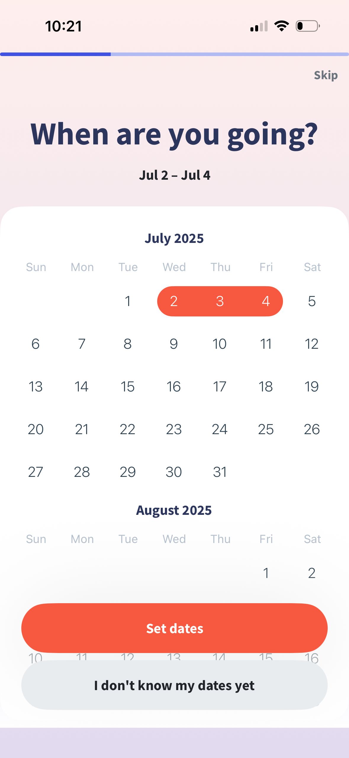 Date Picker (Wanderlog)