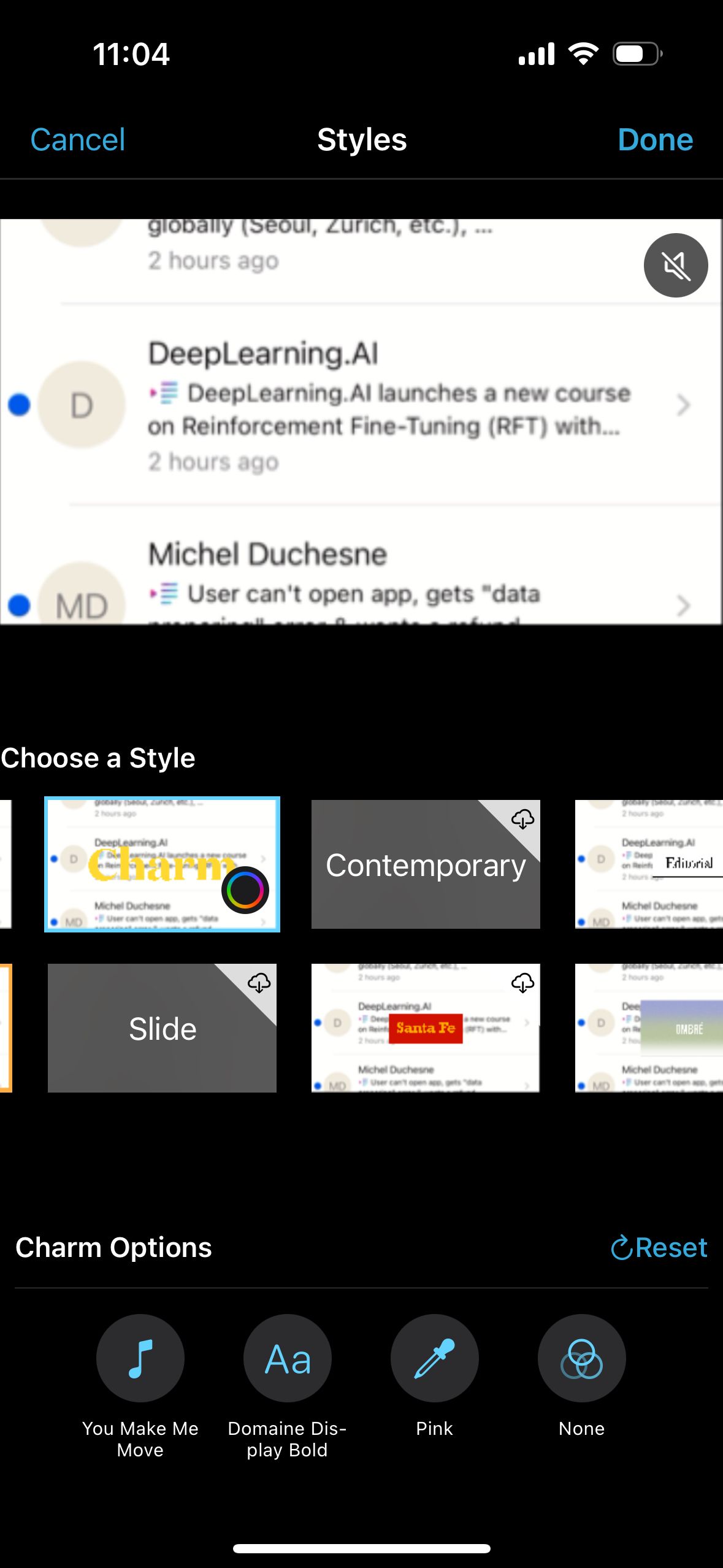 Style Selection (iMovie)
