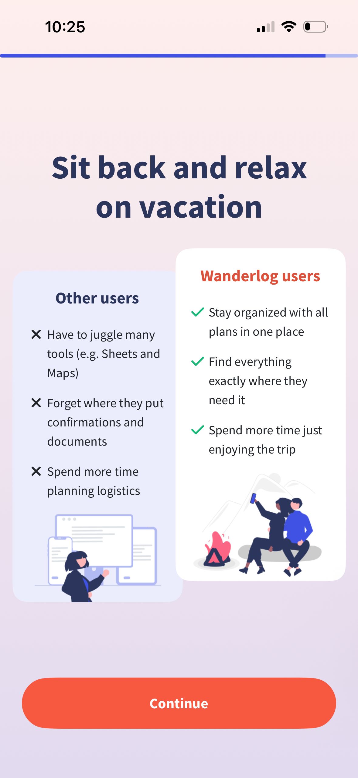 onboarding (Wanderlog)