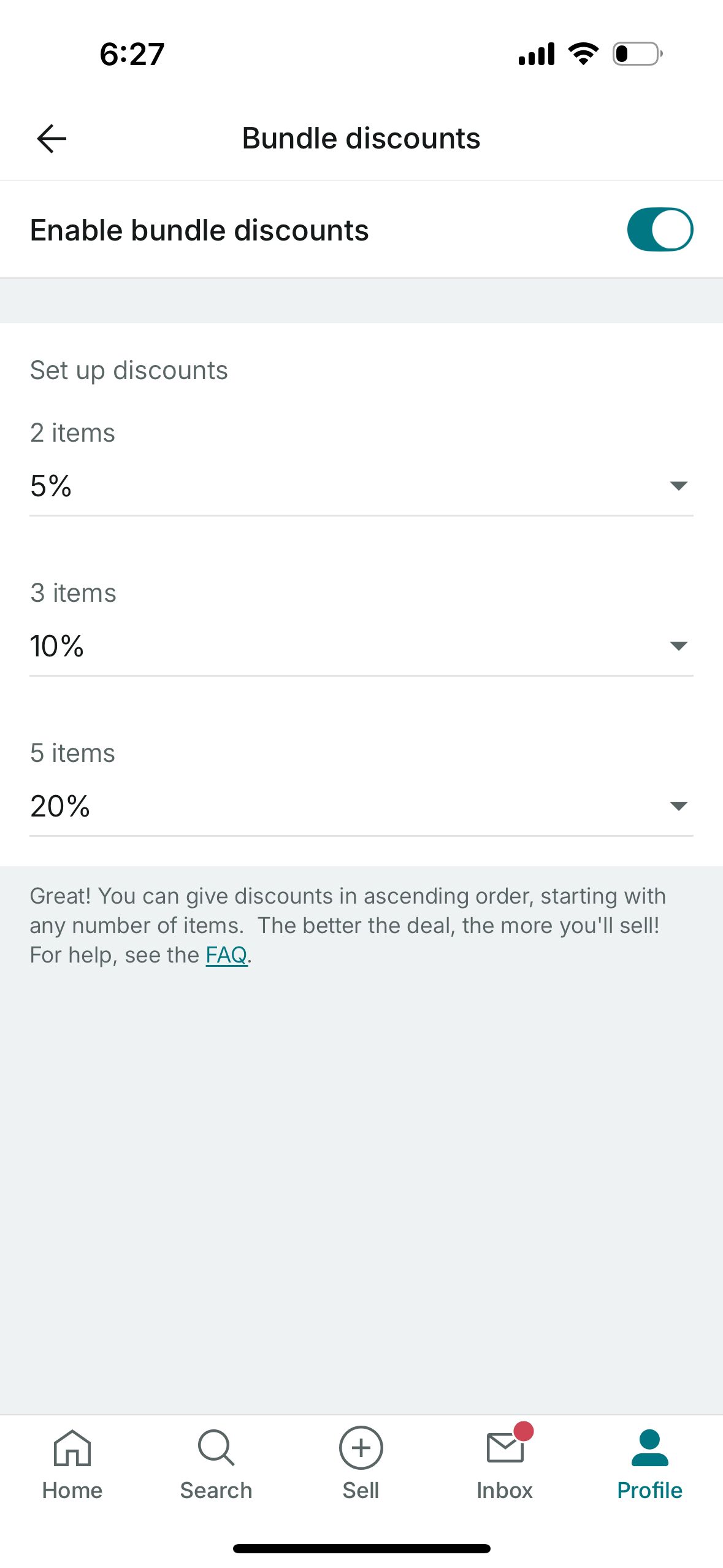 settings (Vinted)
