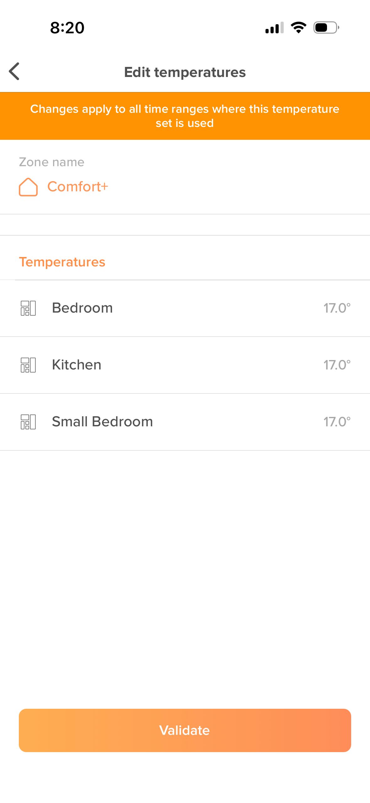 Settings (Intuis Connect Netatmo)