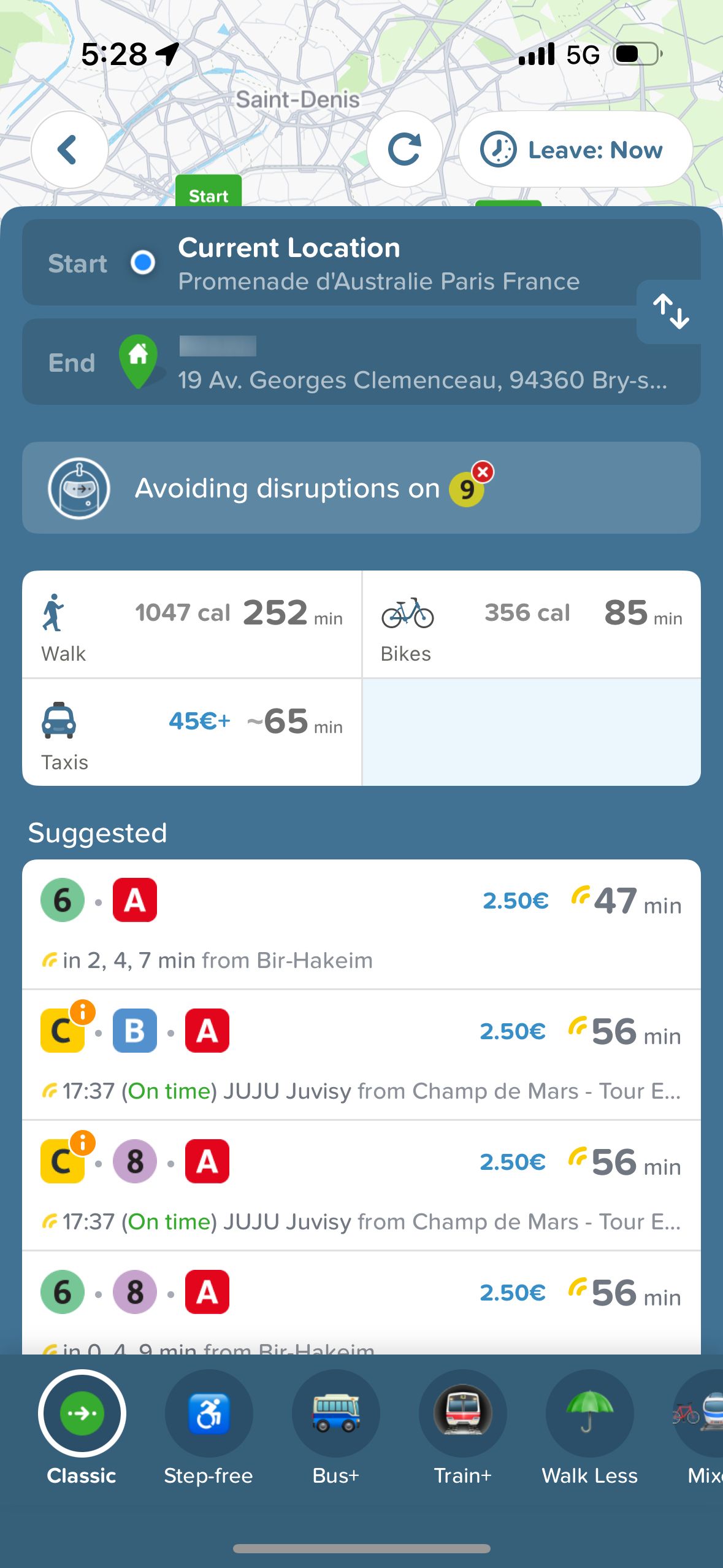 route planning (Citymapper)