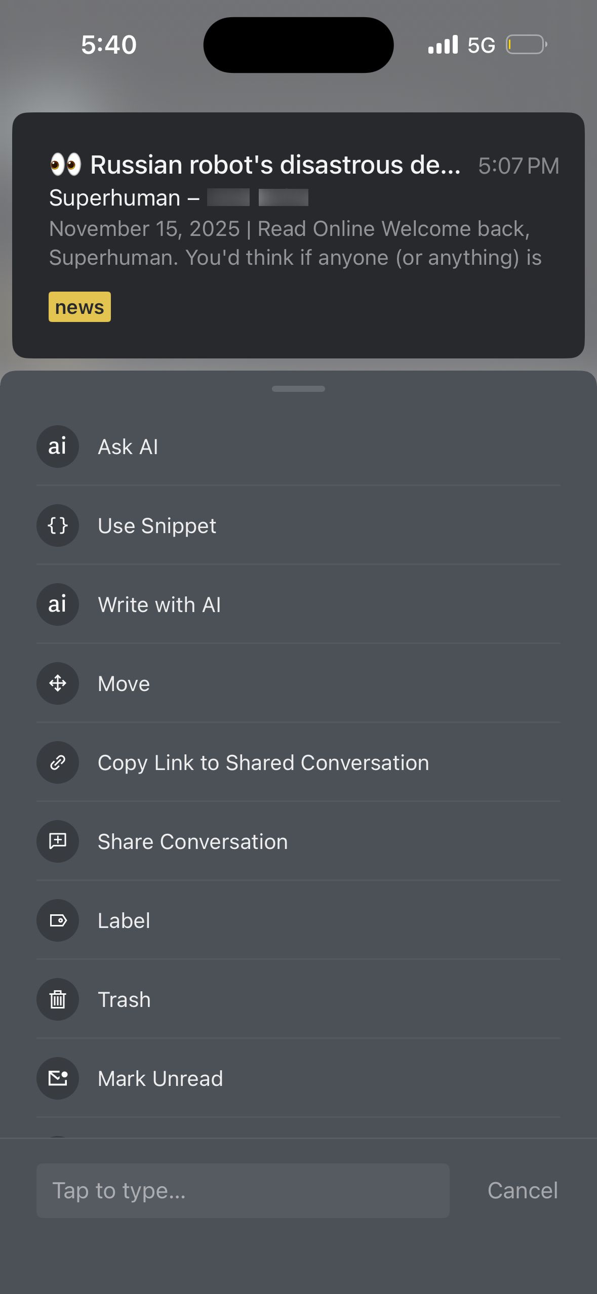 Context Menu (Superhuman)