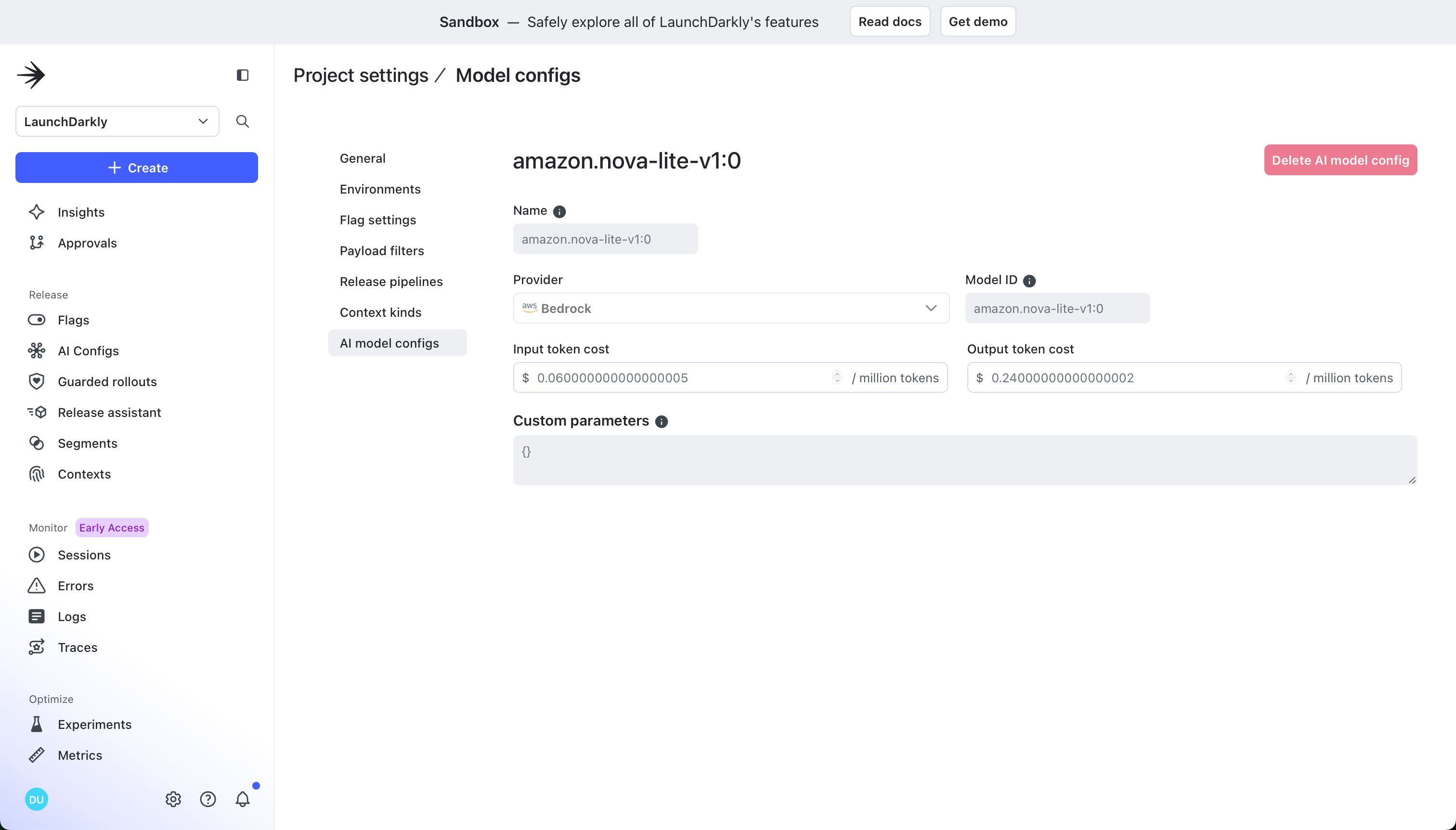 settings (LaunchDarkly)