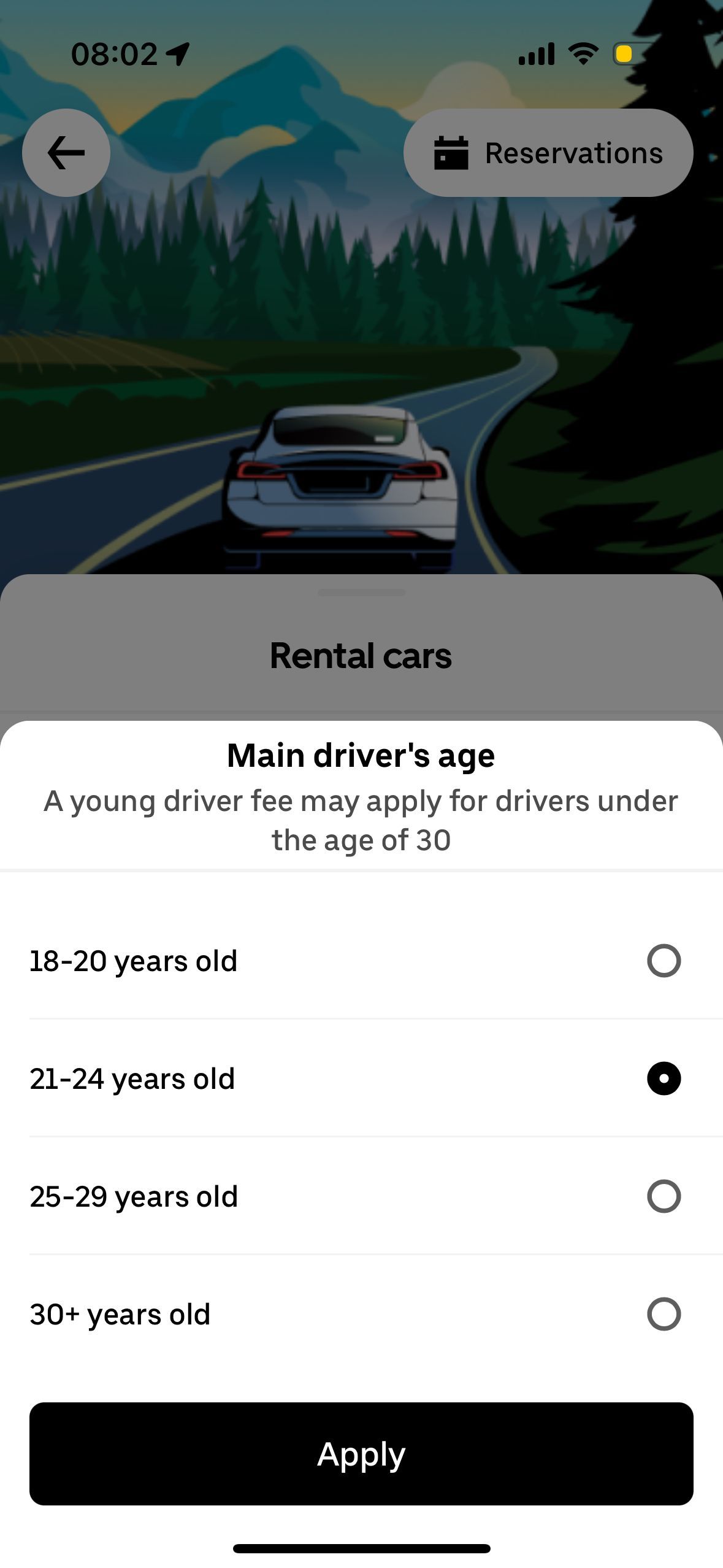 settings (Rental Car App)