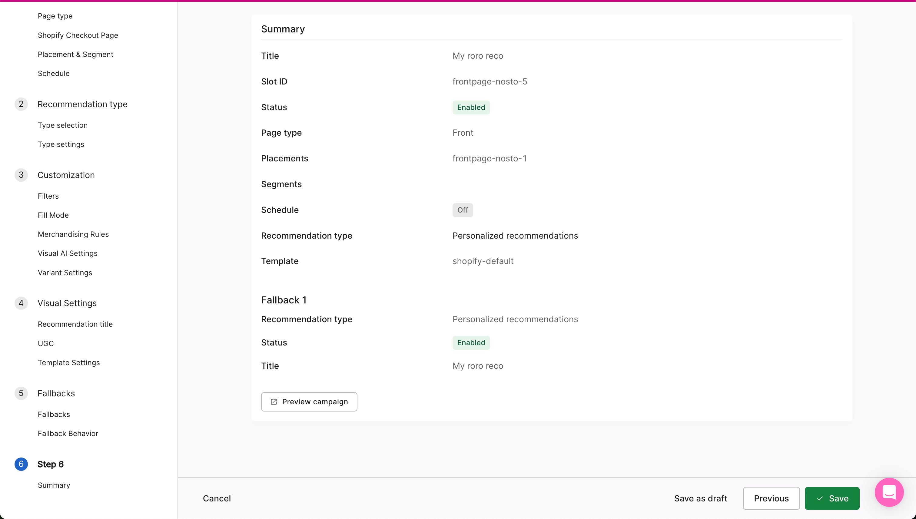 Configuration/Settings (Nosto)