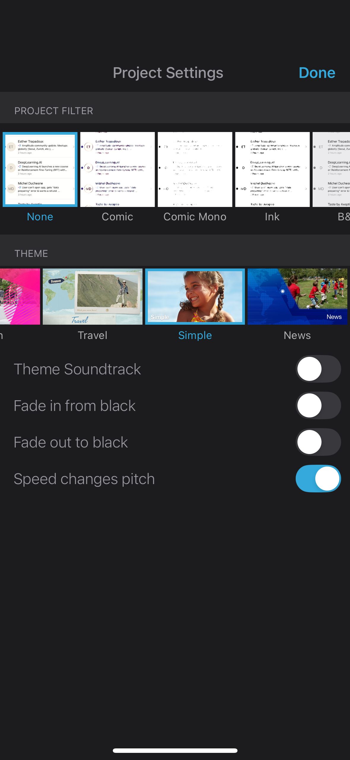 Settings (iMovie)