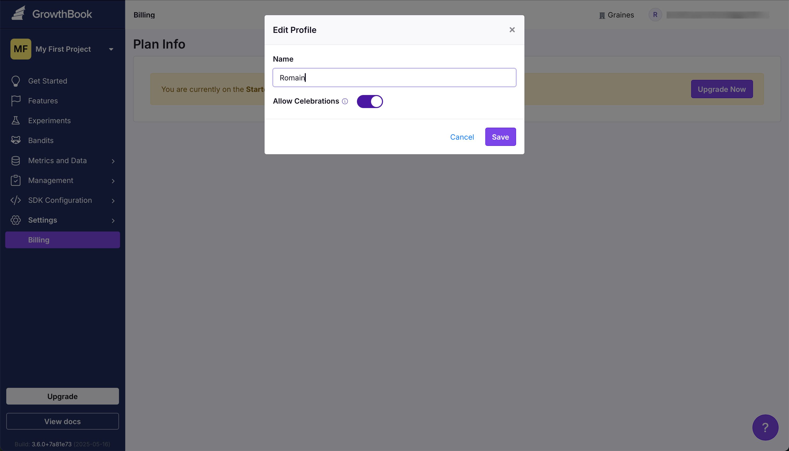 modal (Growthbook)
