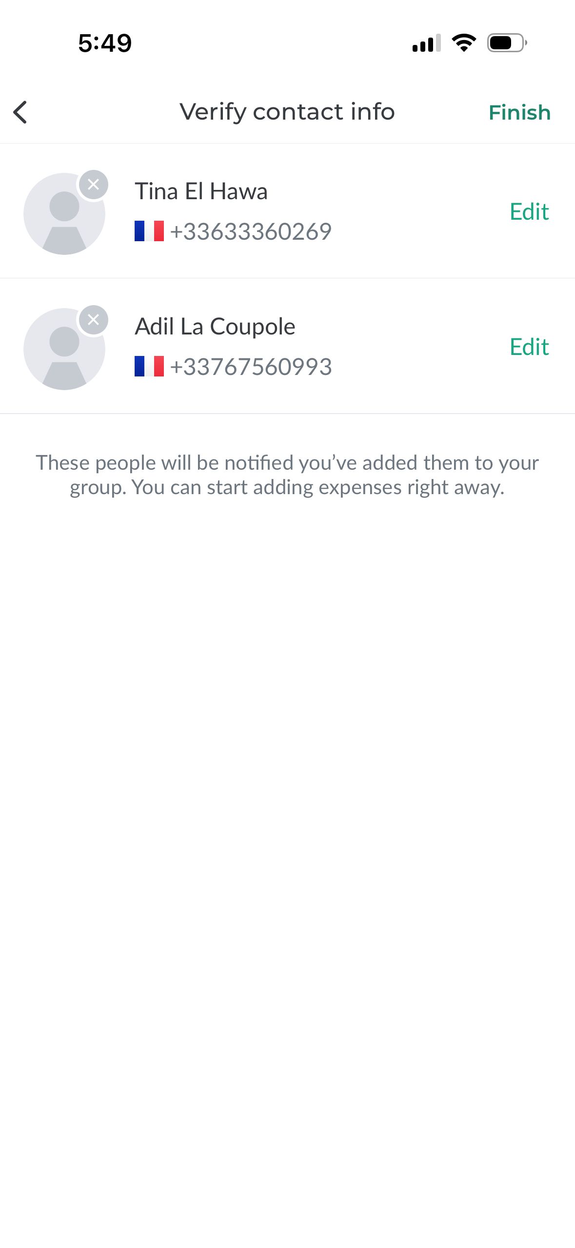 Confirmation (Splitwise)