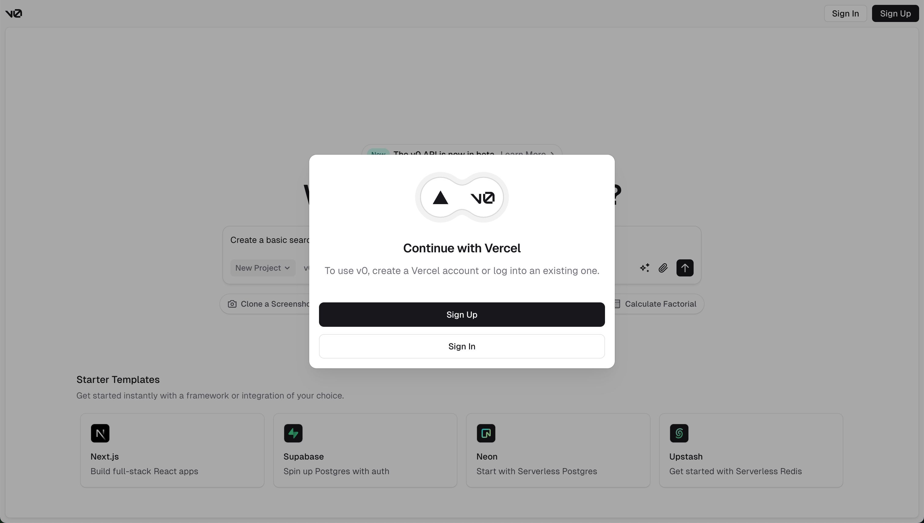 modal (v0)