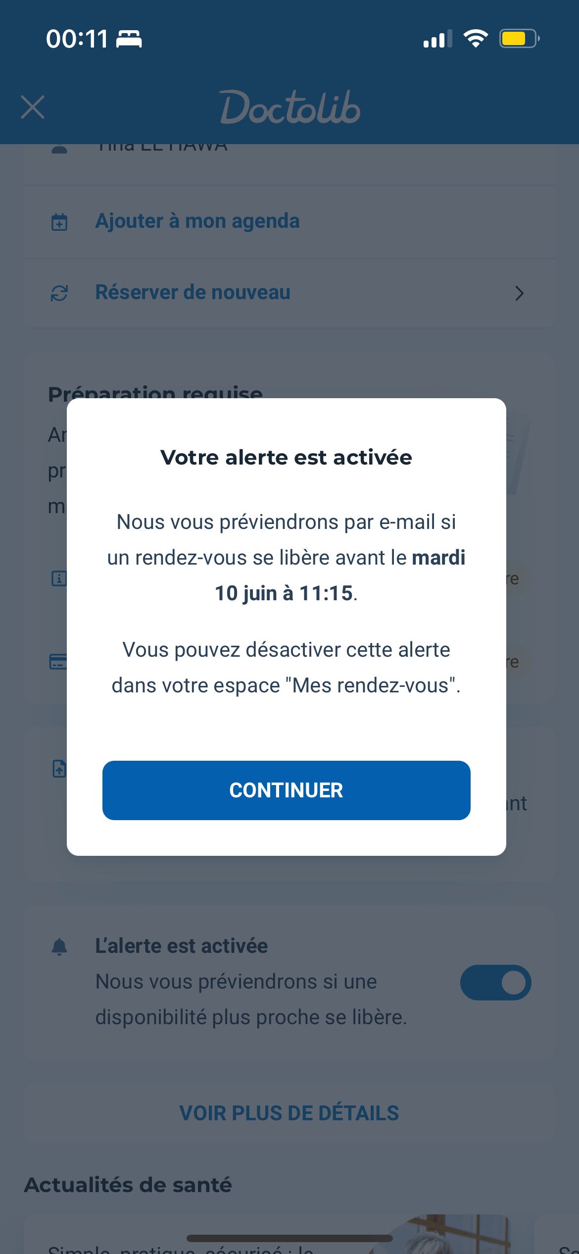 Confirmation (Doctolib)