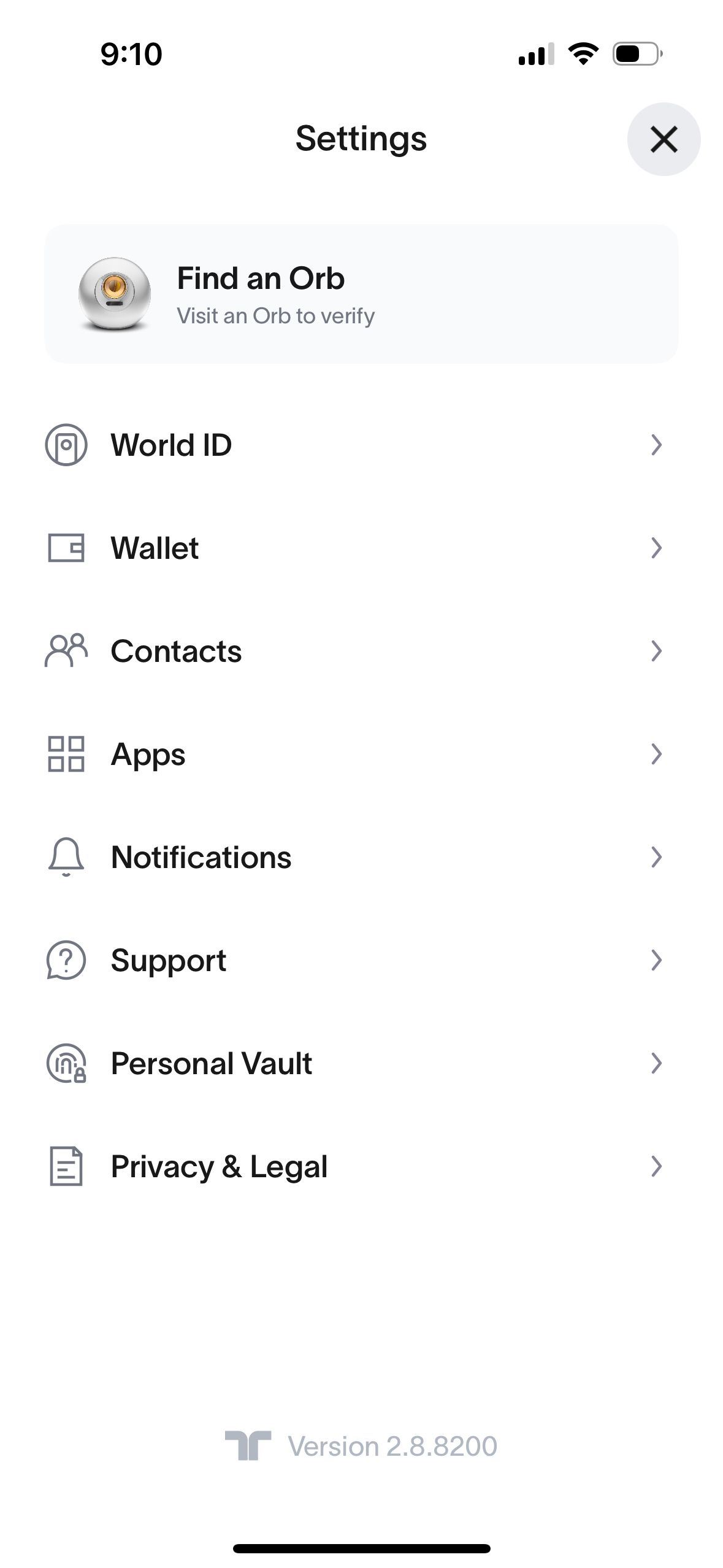 settings (World App)