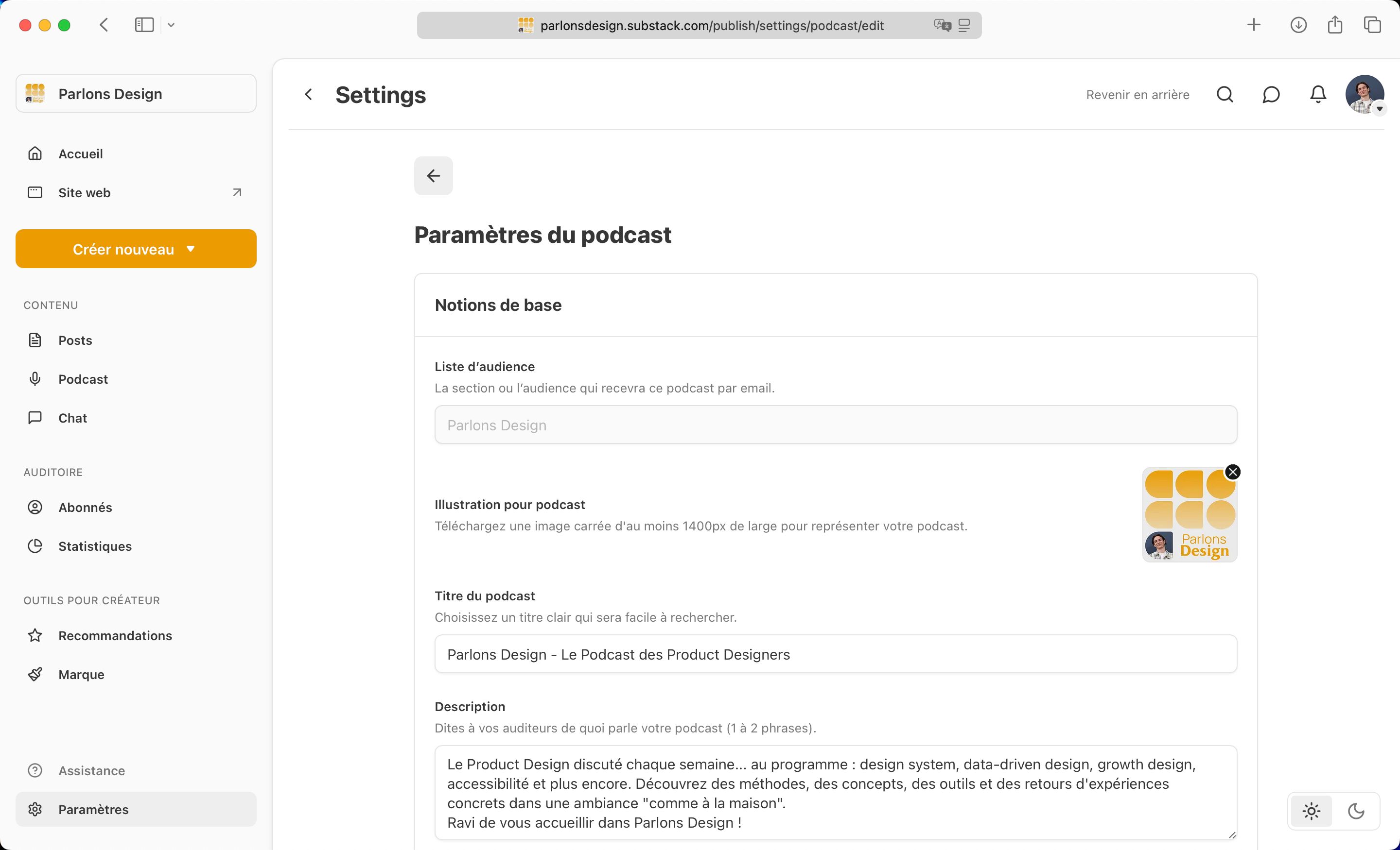 Settings (Substack)